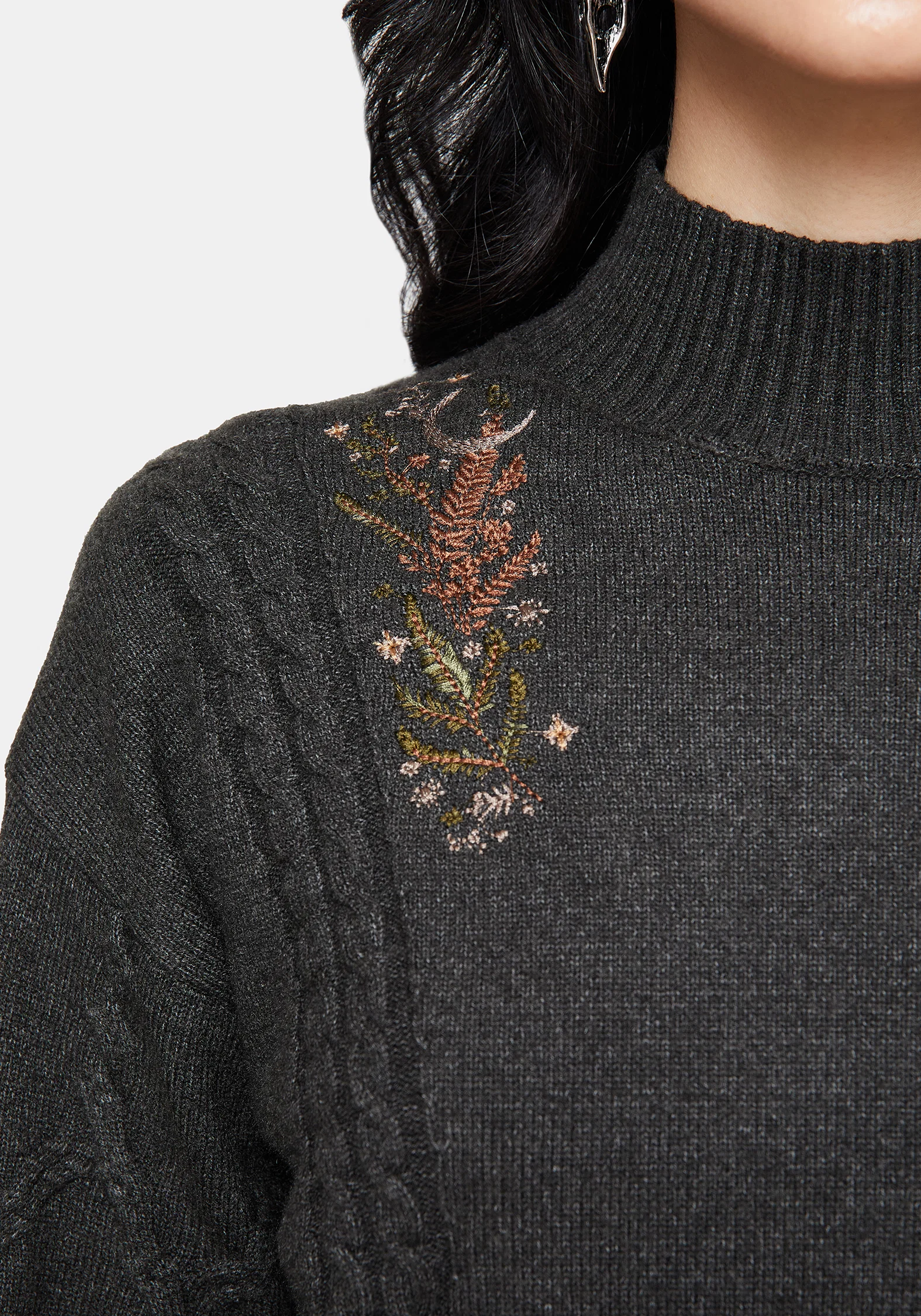 Abellona Embroidered Cable Knit Jumper - Image 2