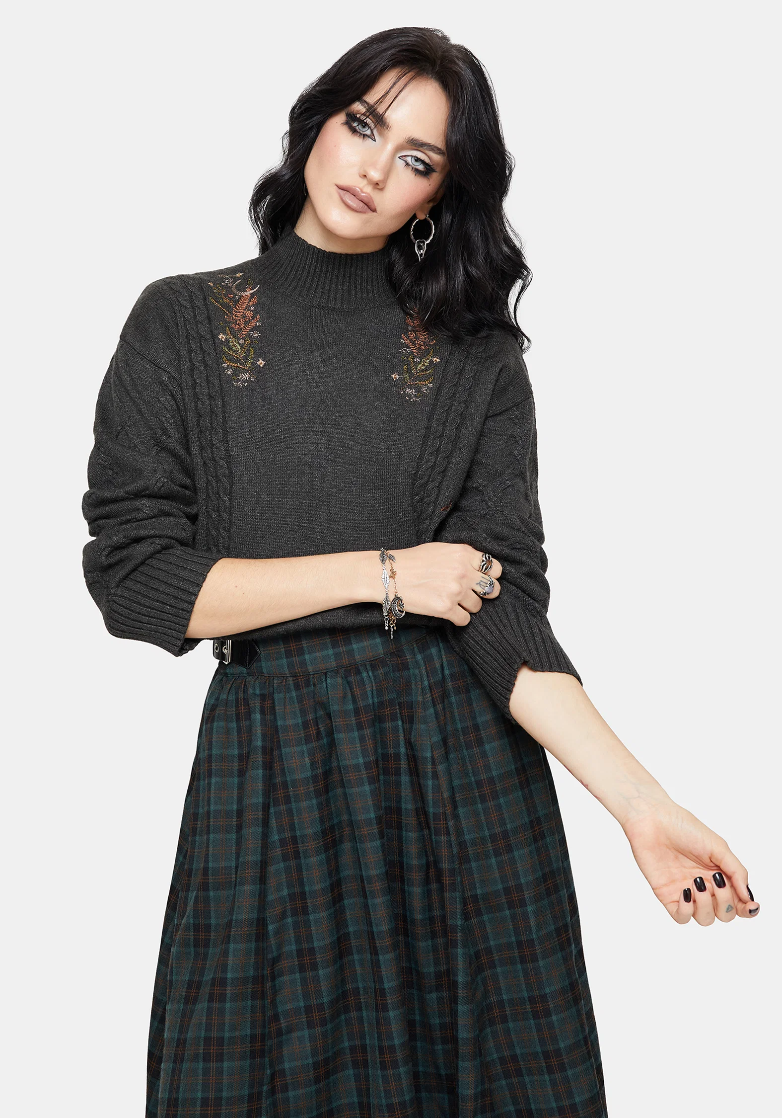 Abellona Embroidered Cable Knit Jumper - Image 4