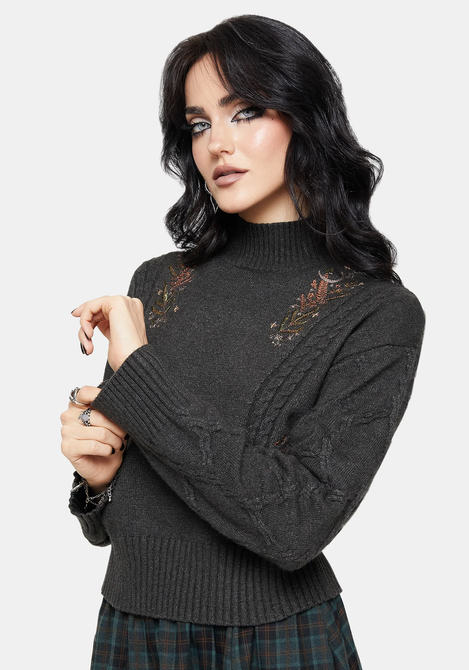 Abellona Embroidered Cable Knit Jumper - Image 6