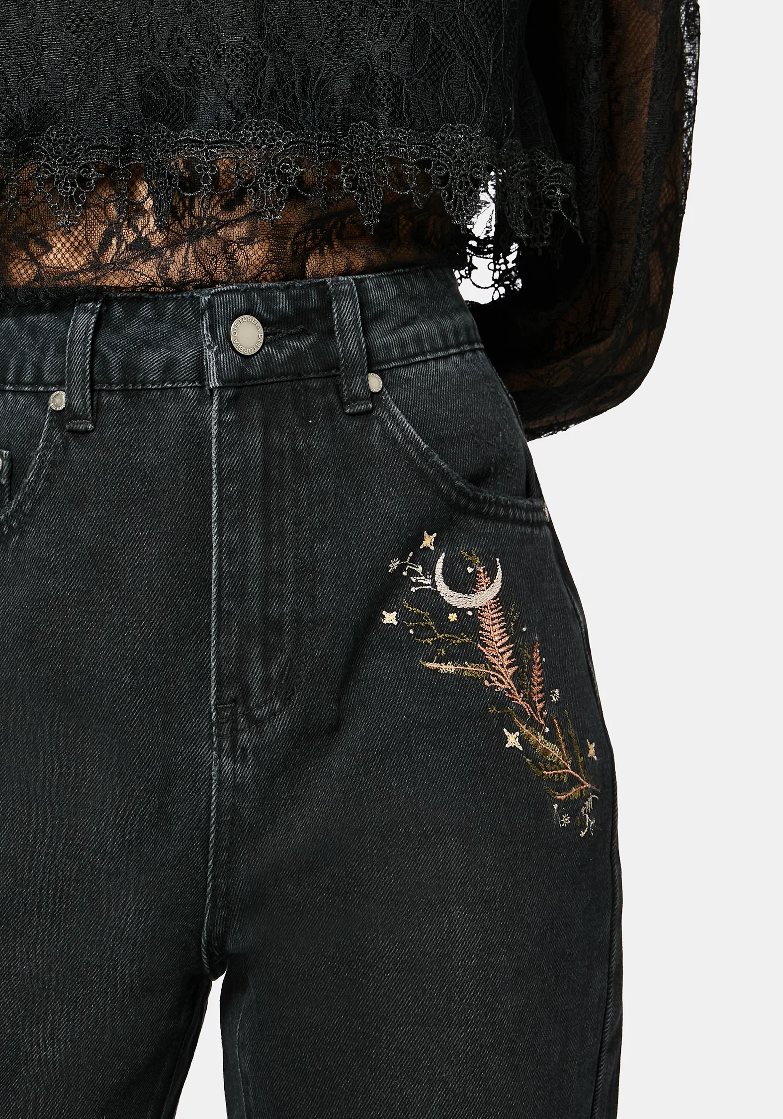 Abellona Embroidered Denim Mom Jean - Image 2