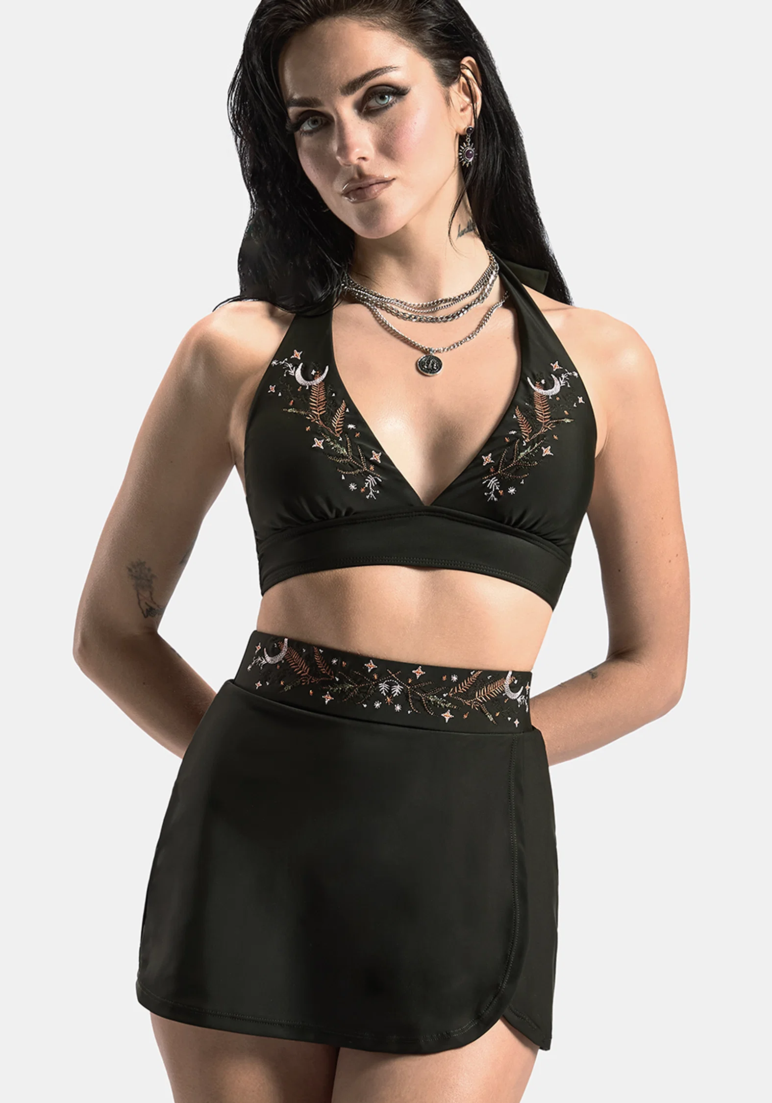 Abellona Embroidered Halter Neck Bikini Top - Image 5