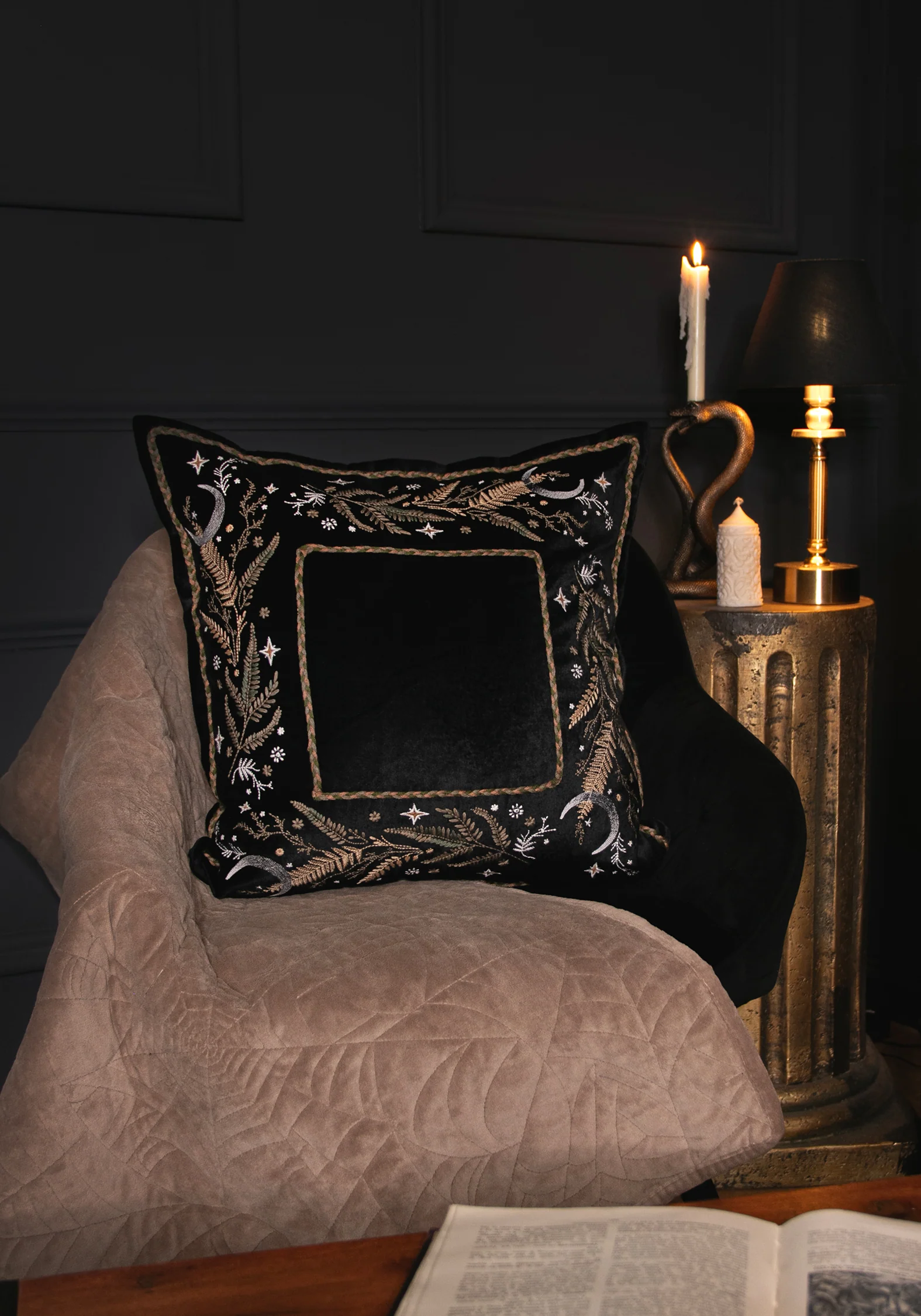 Abellona Embroidered Square Cushion - Image 2