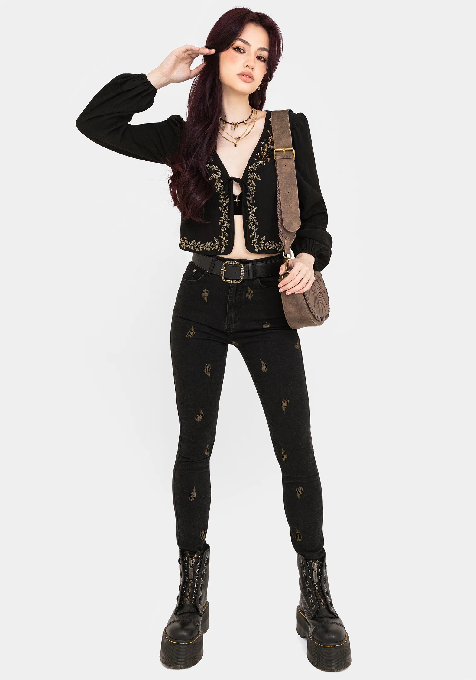 Abellona Embroidered Tie Front Blouse - Image 5