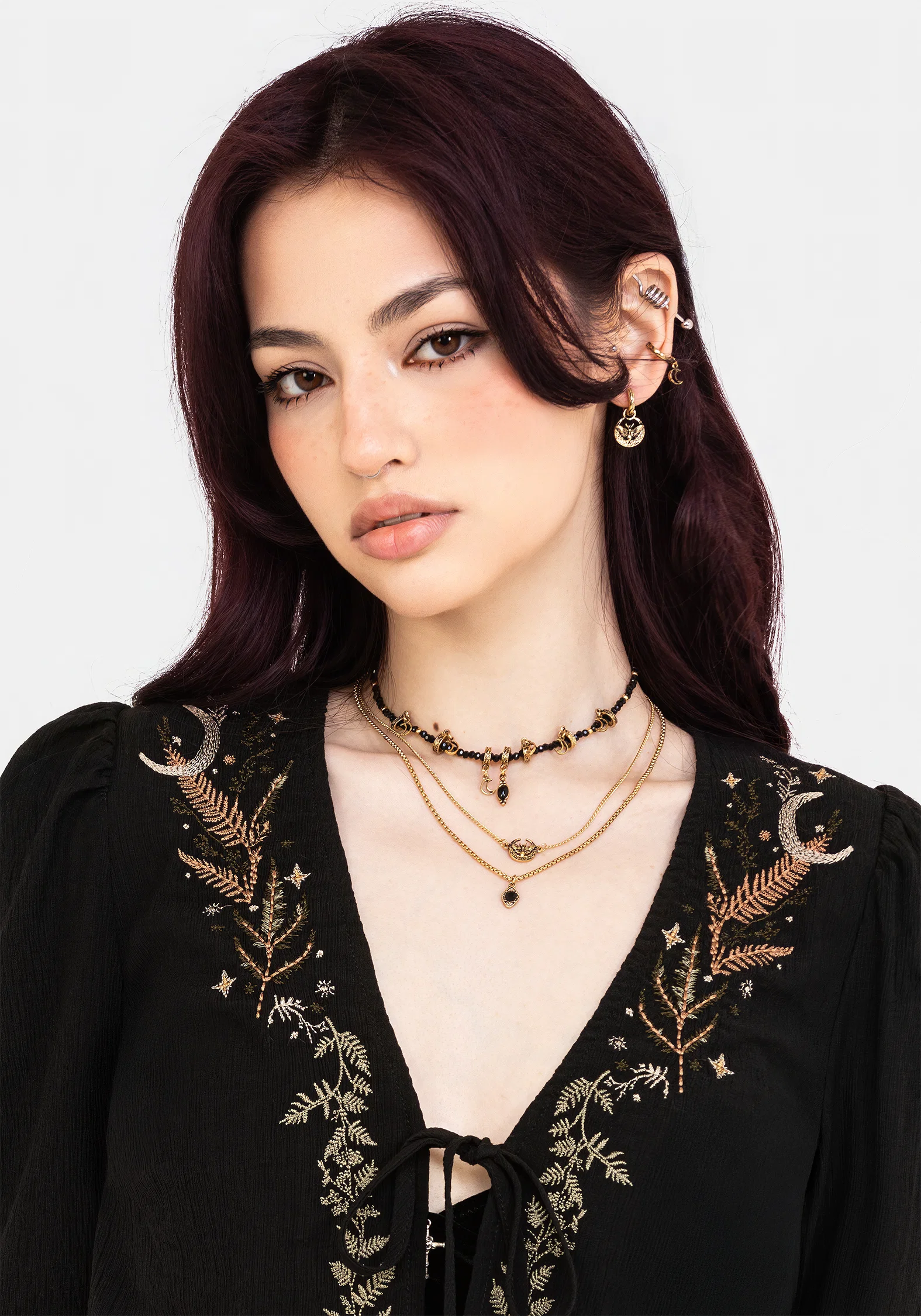 Abellona Embroidered Tie Front Blouse - Image 6