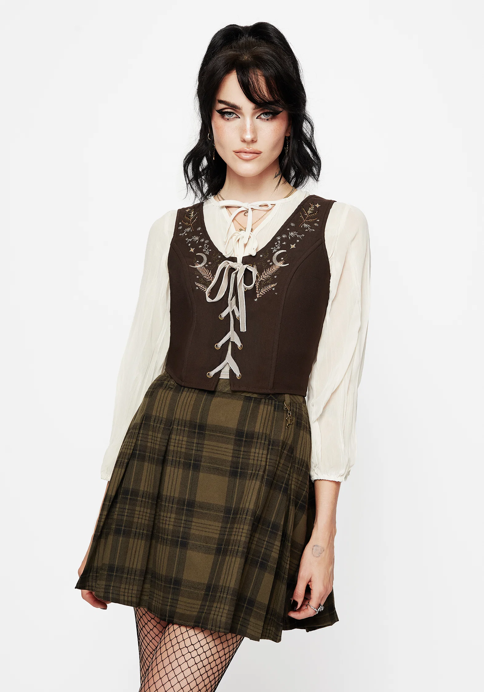Abellona Embroidered Tie Up Front Corset Top - Image 4