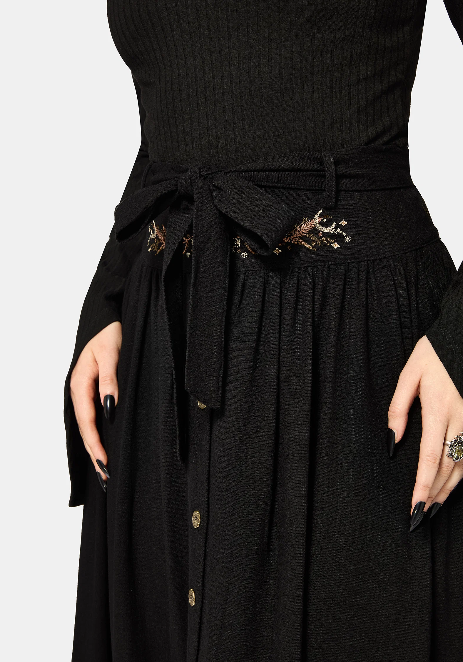 Abellona Embroidered Tie Waist Midaxi Skirt - Image 2