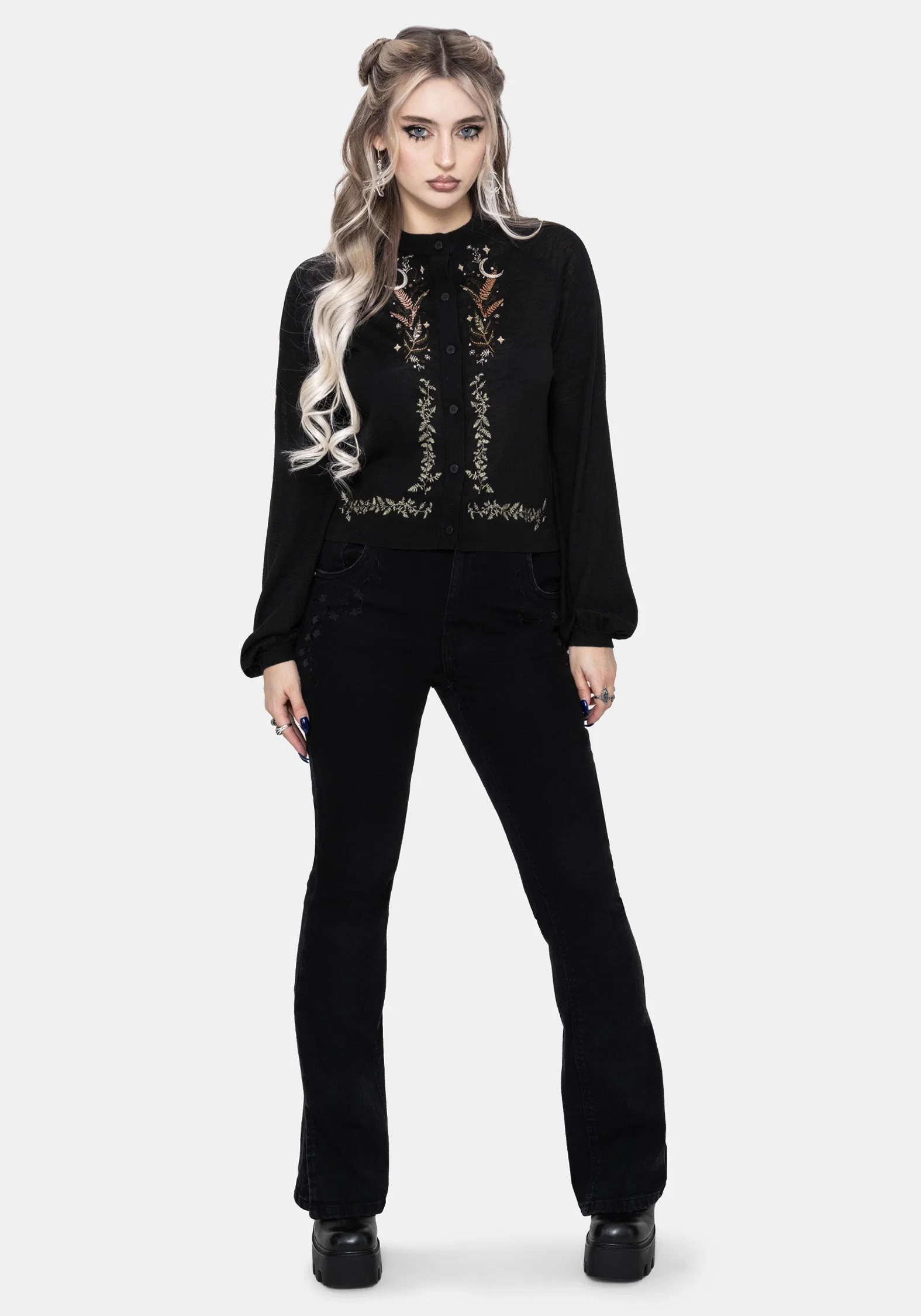 Abellona Lightweight Fine Embroidered Knit Cardigan - Image 5