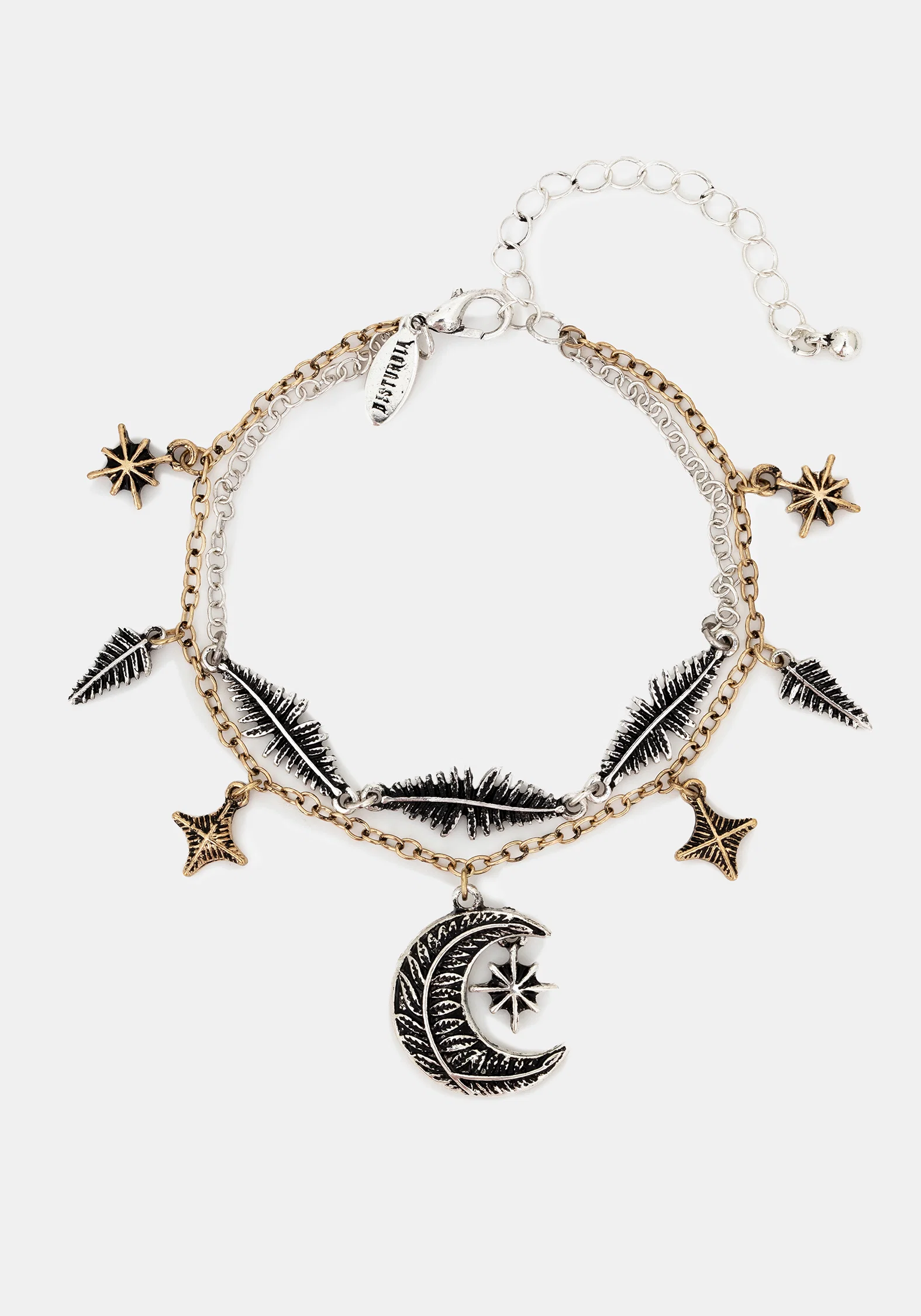 Abellona Moon Fern Layered Charm Bracelet - Image 5