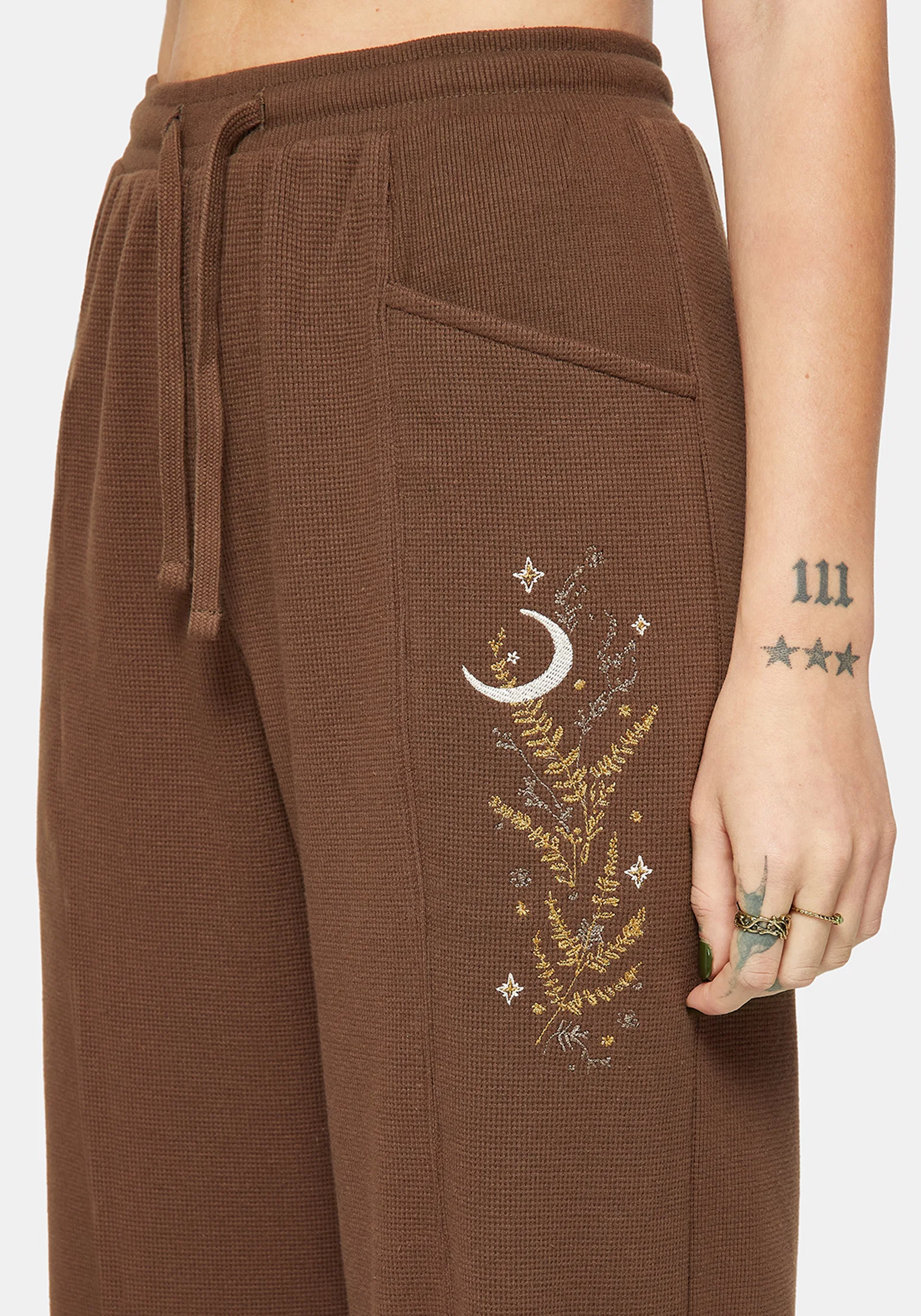 Abellona Waffle Embroidered Wide Leg Jogger - Image 2
