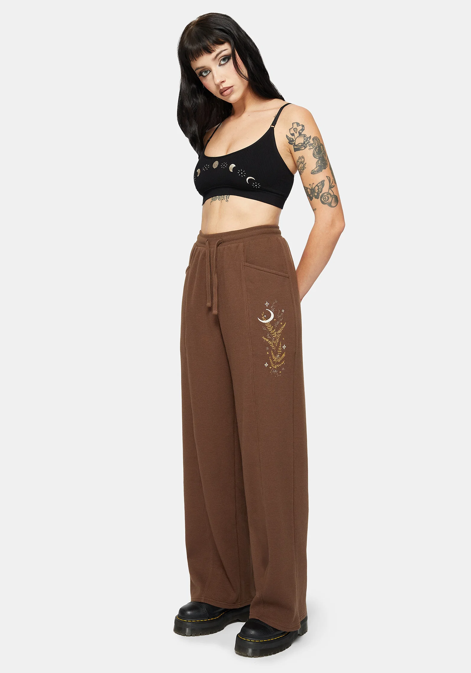 Abellona Waffle Embroidered Wide Leg Jogger - Image 4