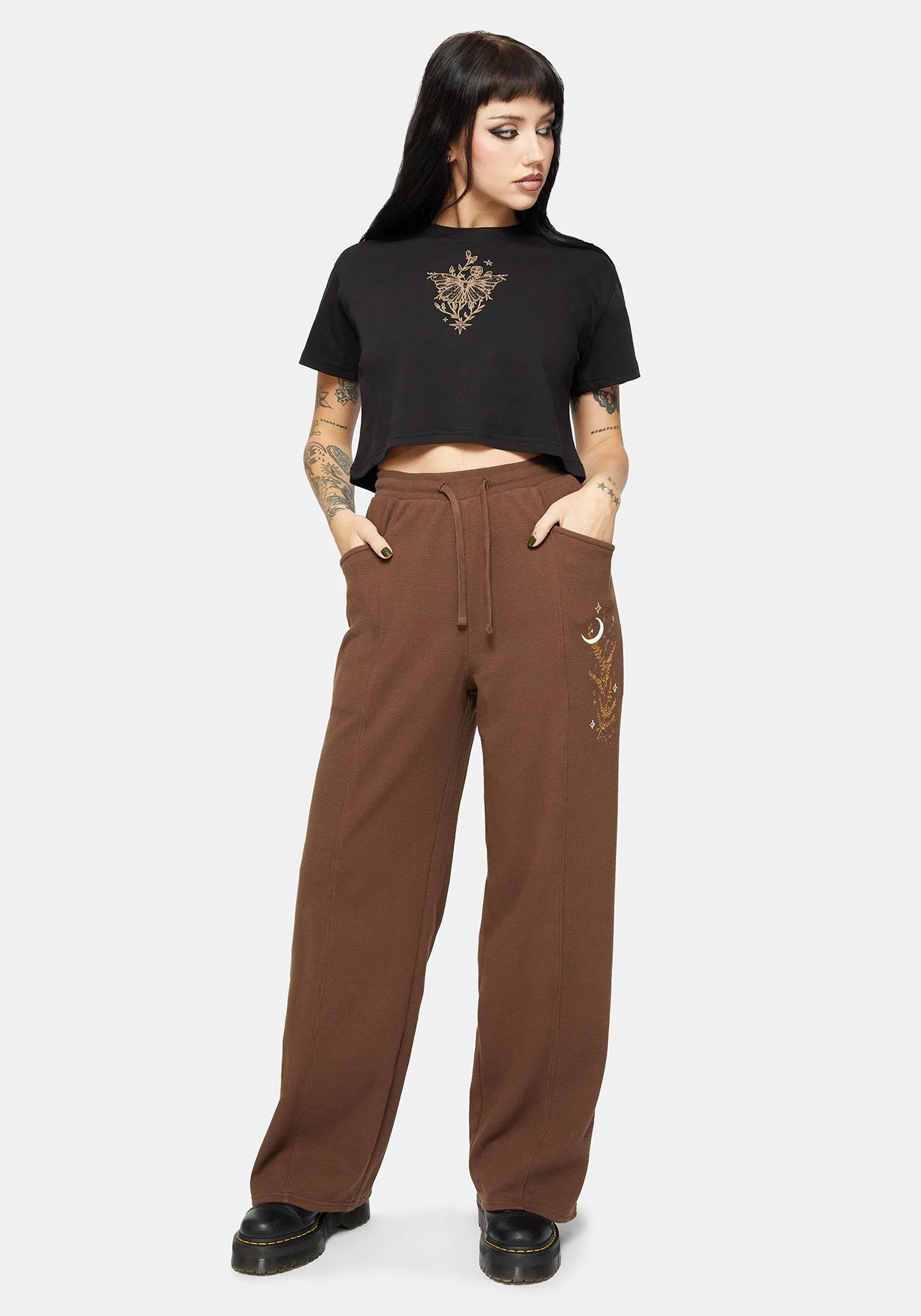Abellona Waffle Embroidered Wide Leg Jogger - Image 5