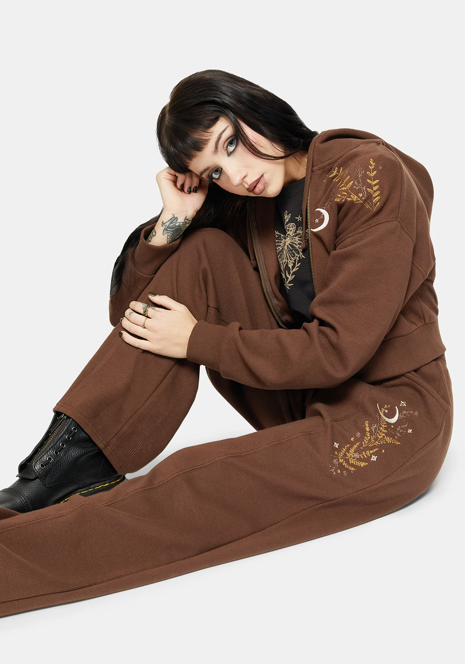 Abellona Waffle Embroidered Wide Leg Jogger - Image 6