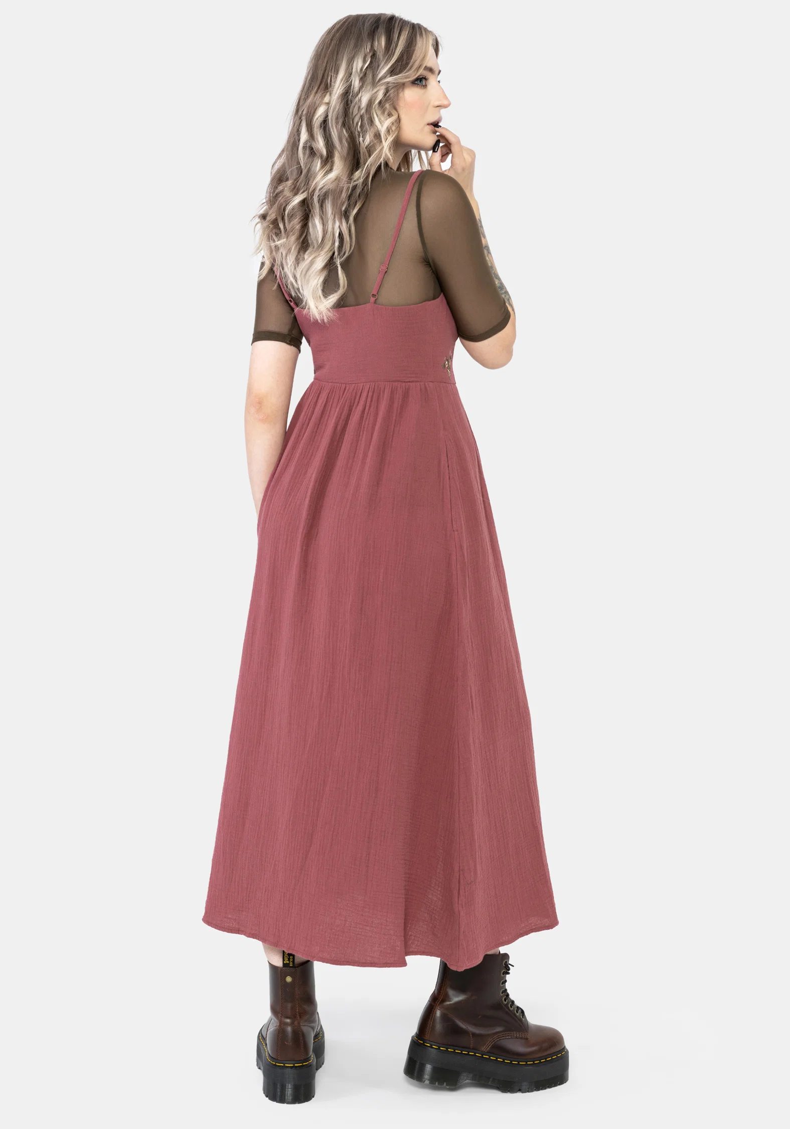 Abundance Cotton Floral Embroidered Bodice Cami Midaxi Dress - Image 3