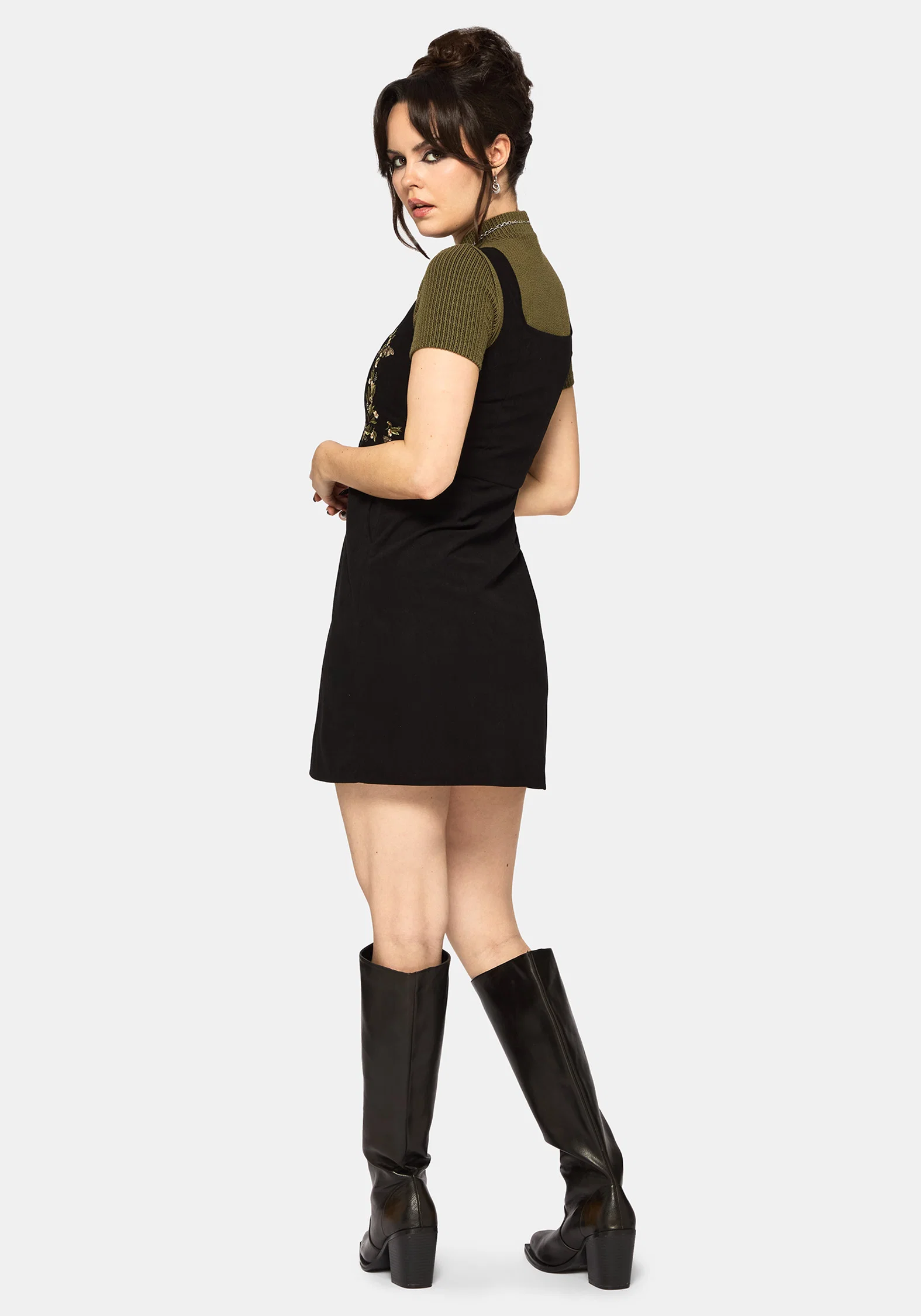 Abundance Embroidered Cord Pinafore Mini Dress - Image 3
