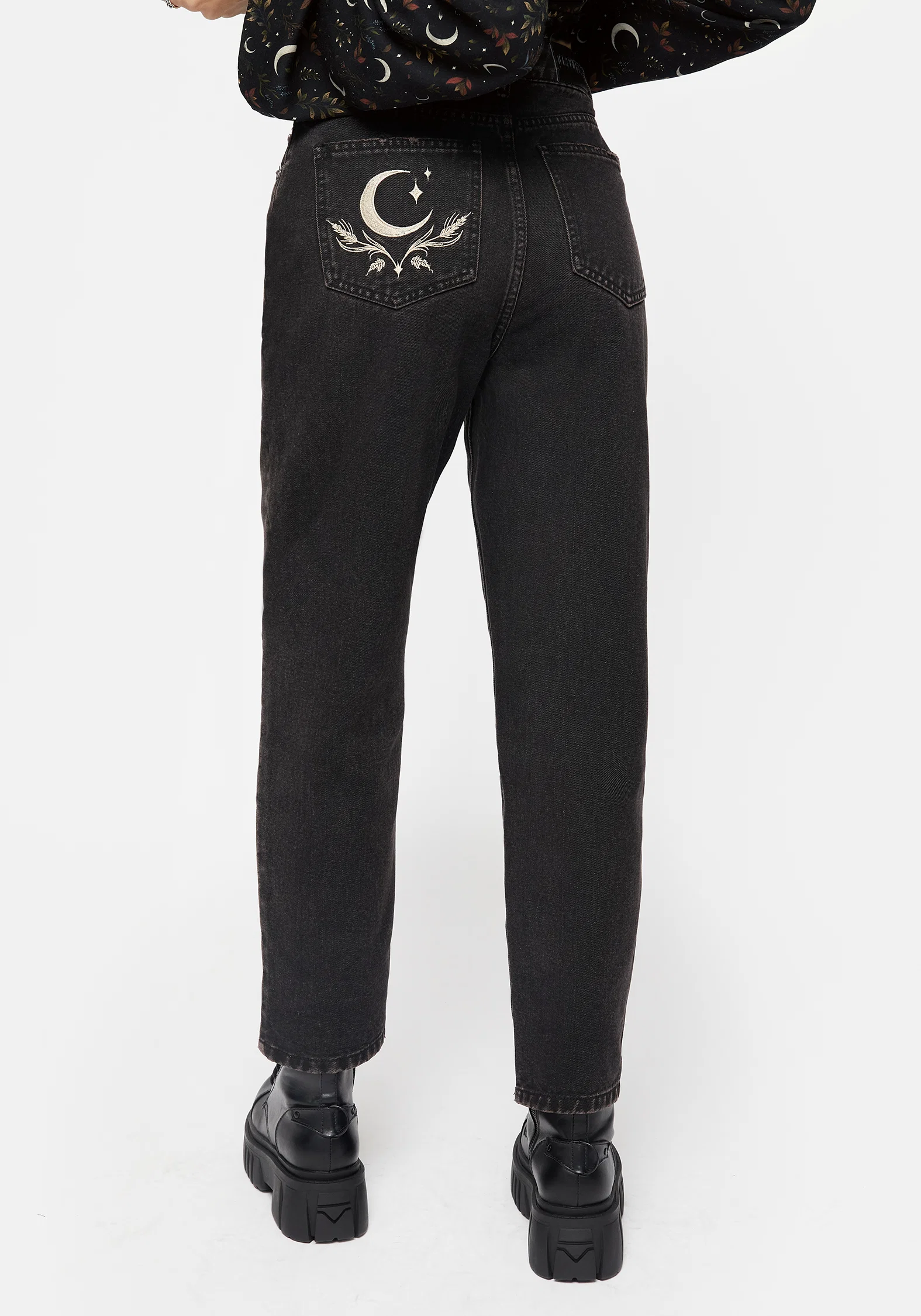 Abundia Embroidered Mom Jeans - Image 3