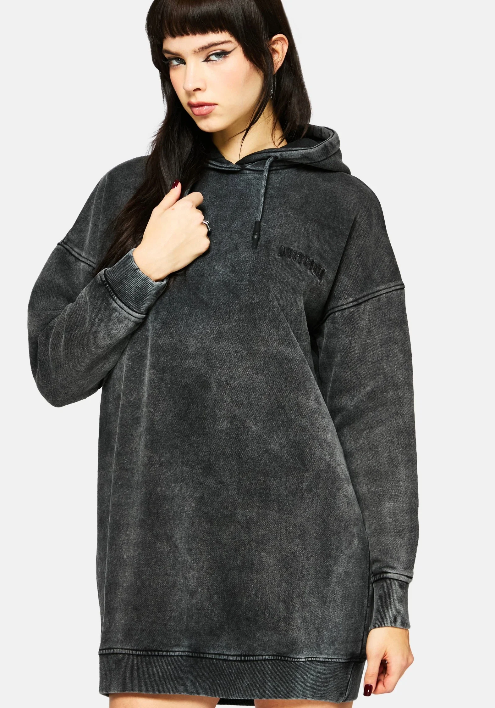 Aelin Sword Applique Hooded Sweater Dress - Black - Image 4