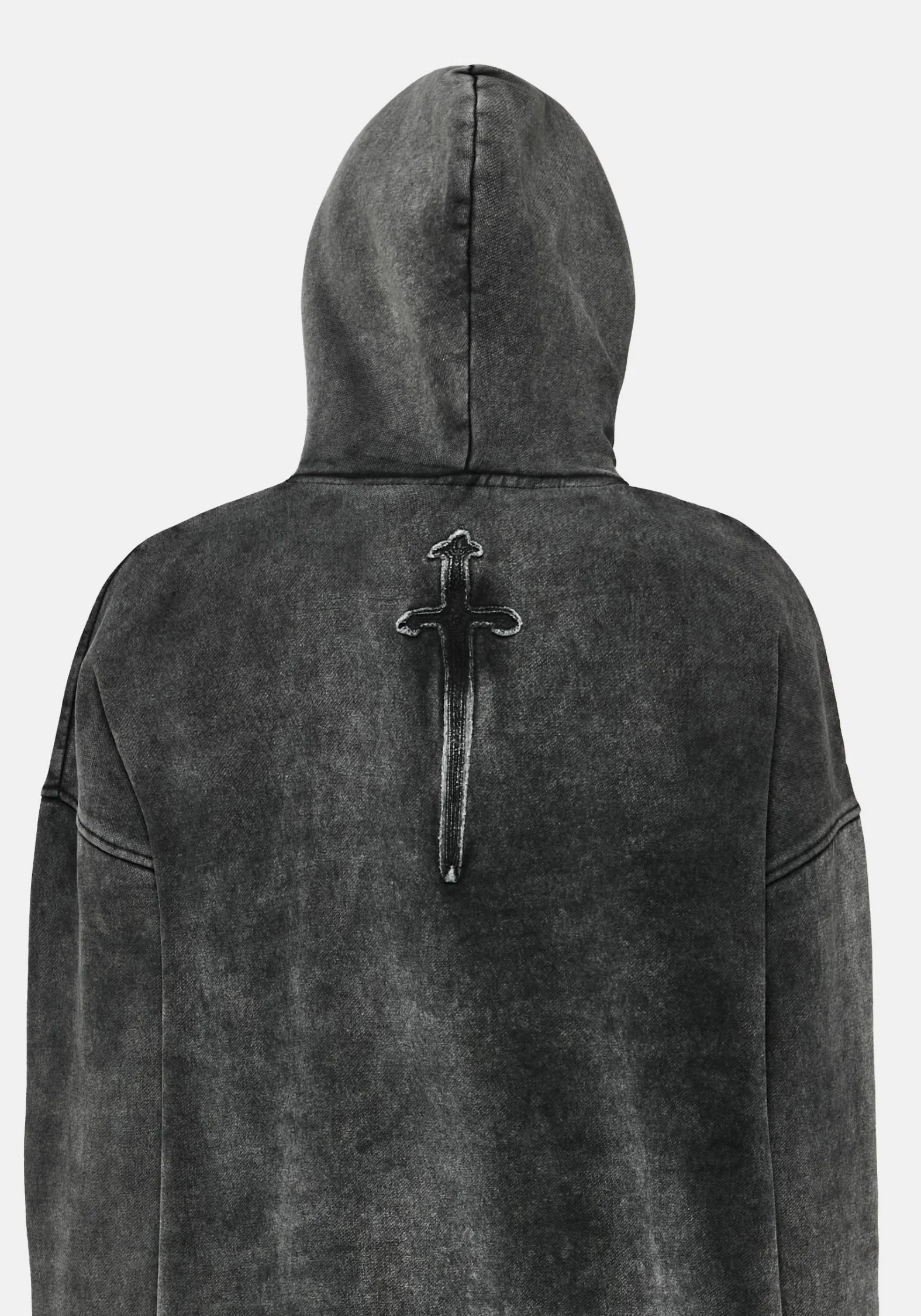Aelin Sword Applique Hooded Sweater Dress - Black - Image 5