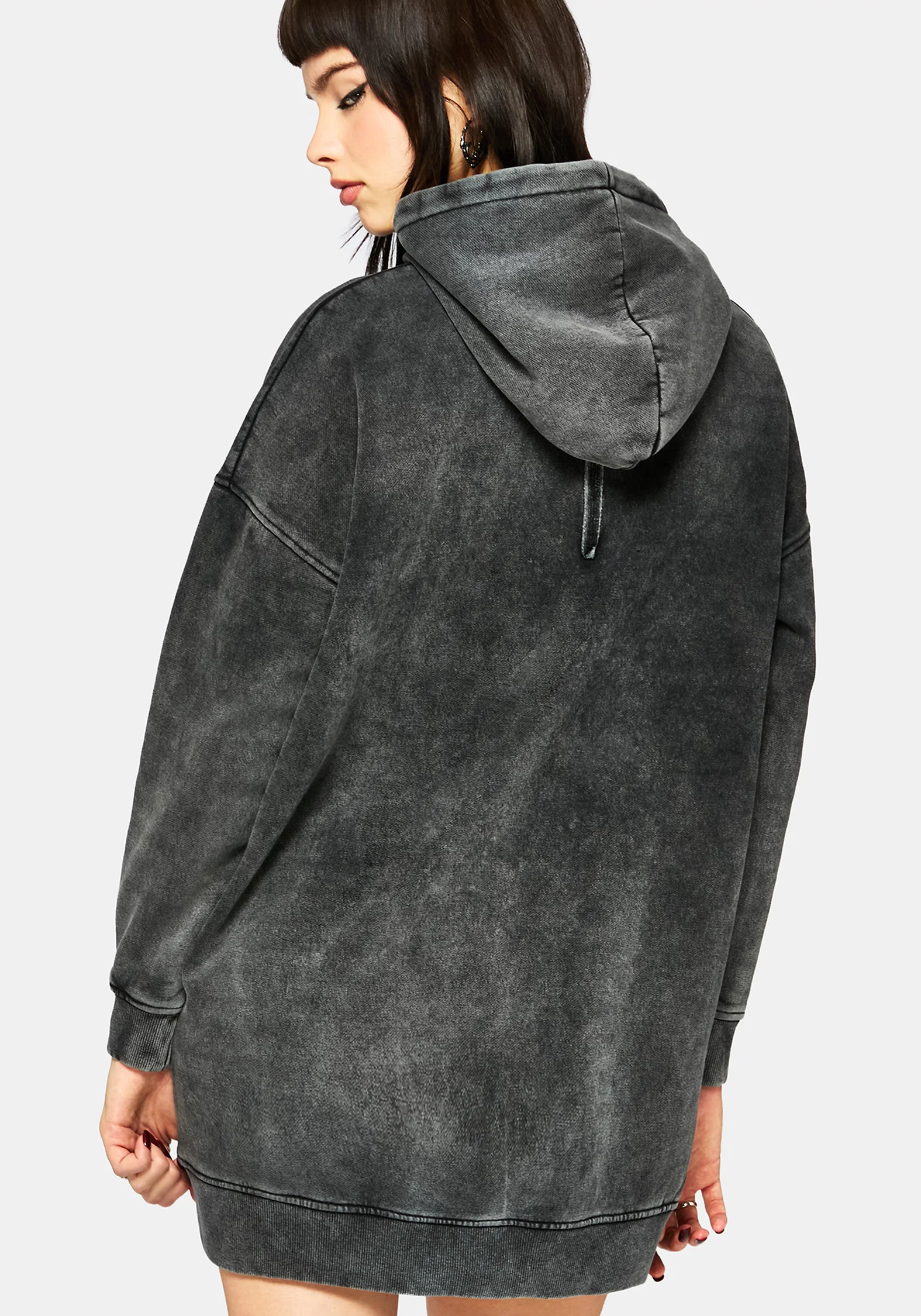 Aelin Sword Applique Hooded Sweater Dress - Black - Image 6