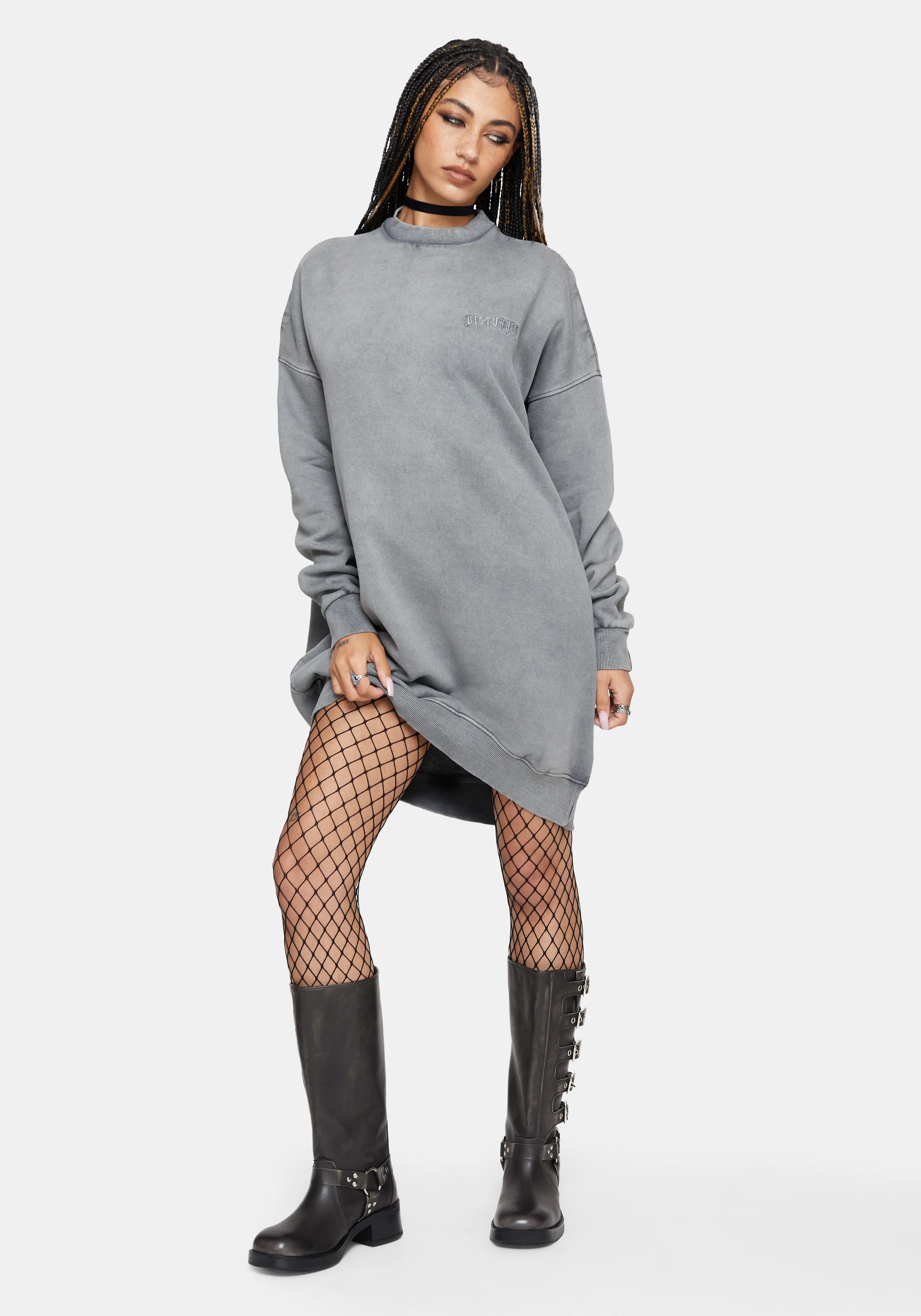 Aelin Sword Applique Sweater Dress - Grey - Image 4