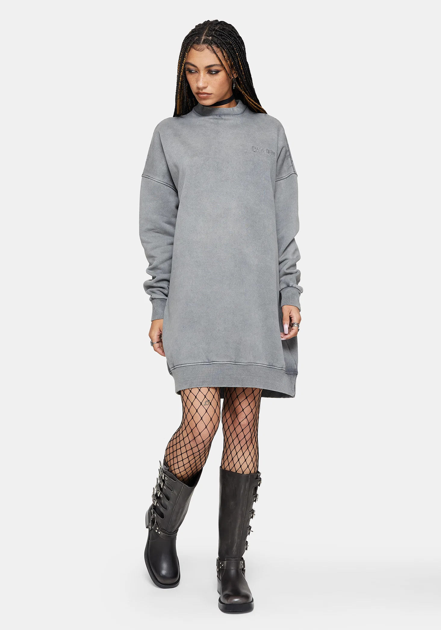 Aelin Sword Applique Sweater Dress - Grey - Image 7