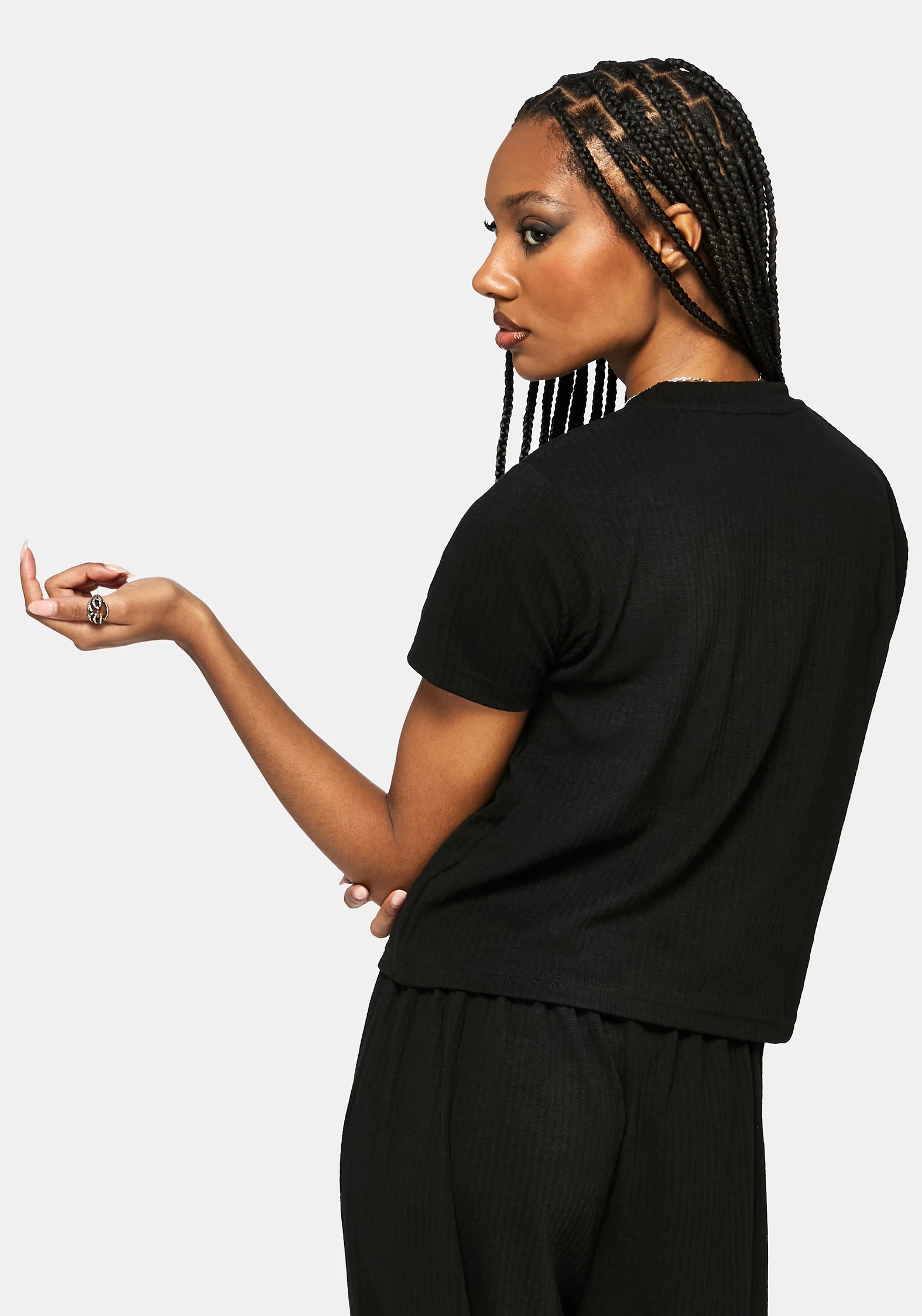 Aelin Sword Embroidered Short Sleeve Ribbed Top - Image 4