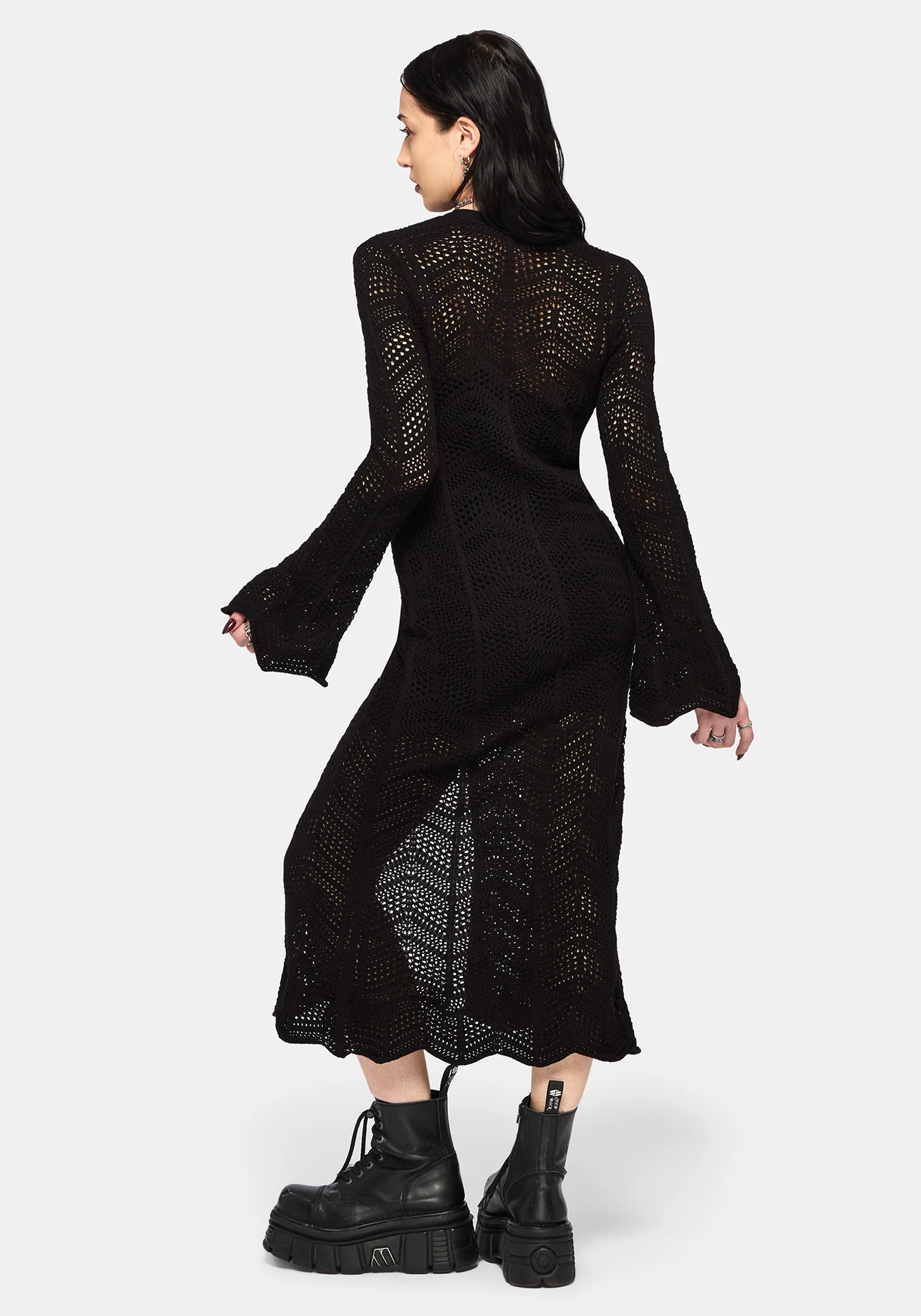 Aenaes Longline Crochet Maxi Cardigan - Image 4