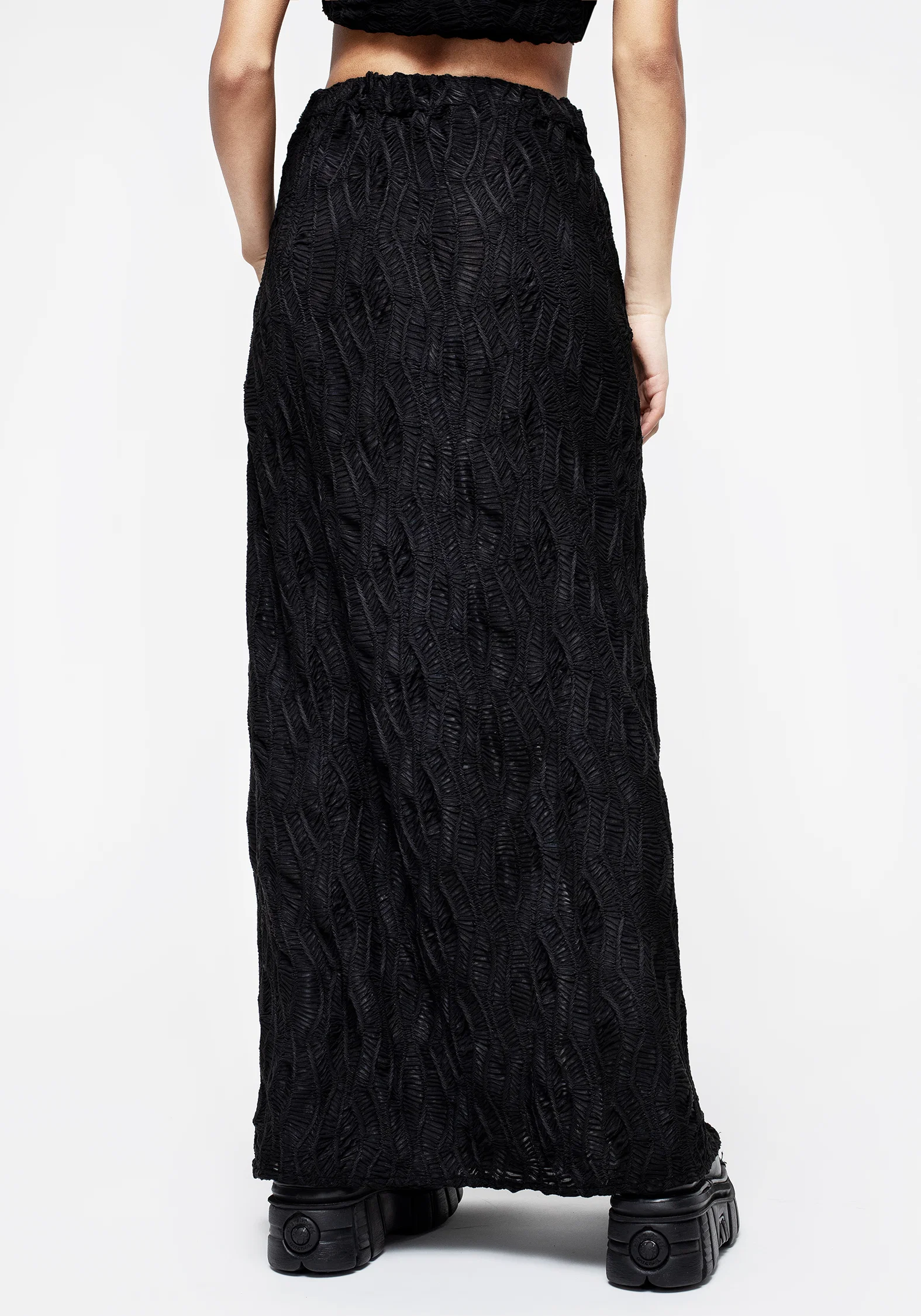 Agitate Textured Jersey Split Maxi Skirt - Image 3