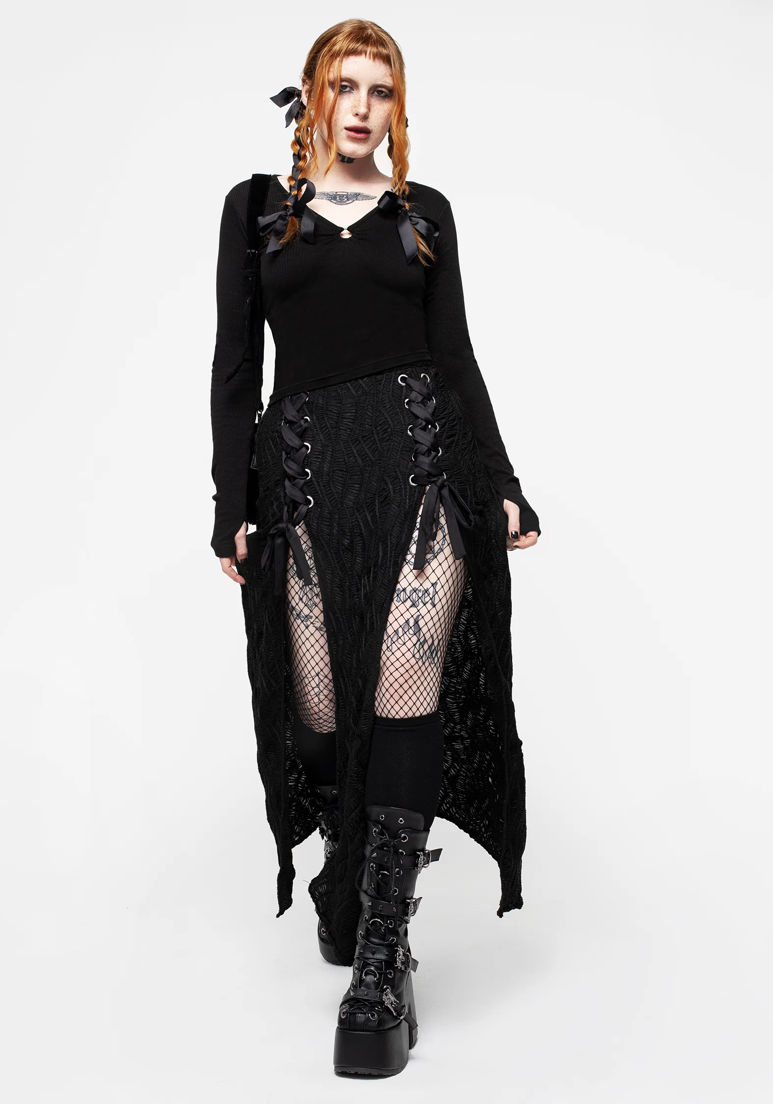 Agitate Textured Jersey Split Maxi Skirt - Image 8