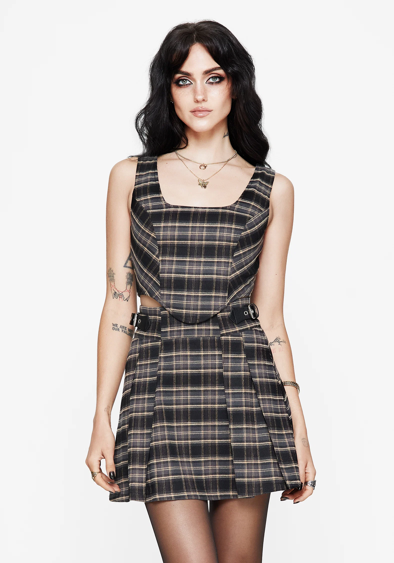 Aiden Check Buckle Detail Mini Skirt - Image 4