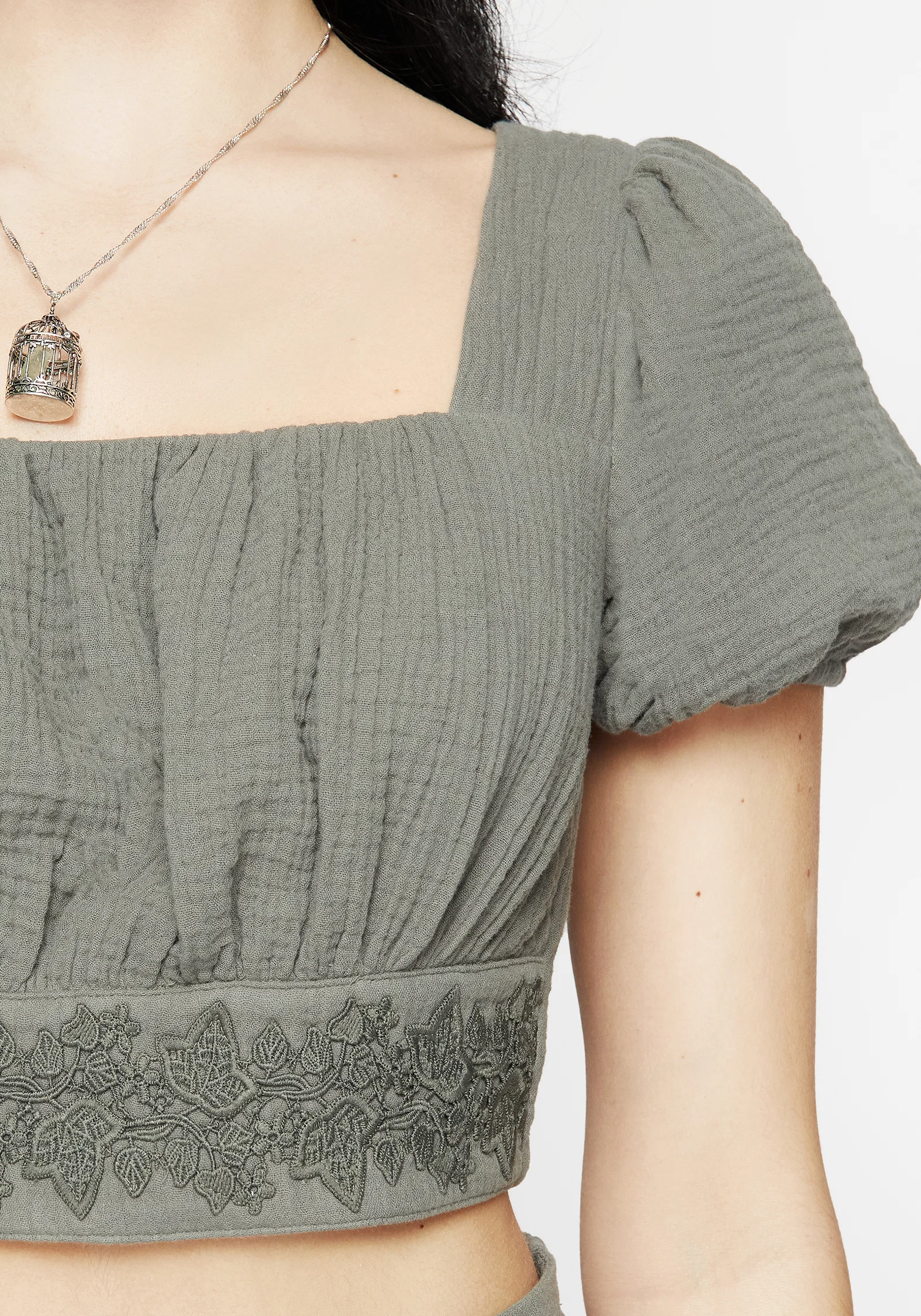 Alder Cotton Ivy Detail Crop Top - Image 2