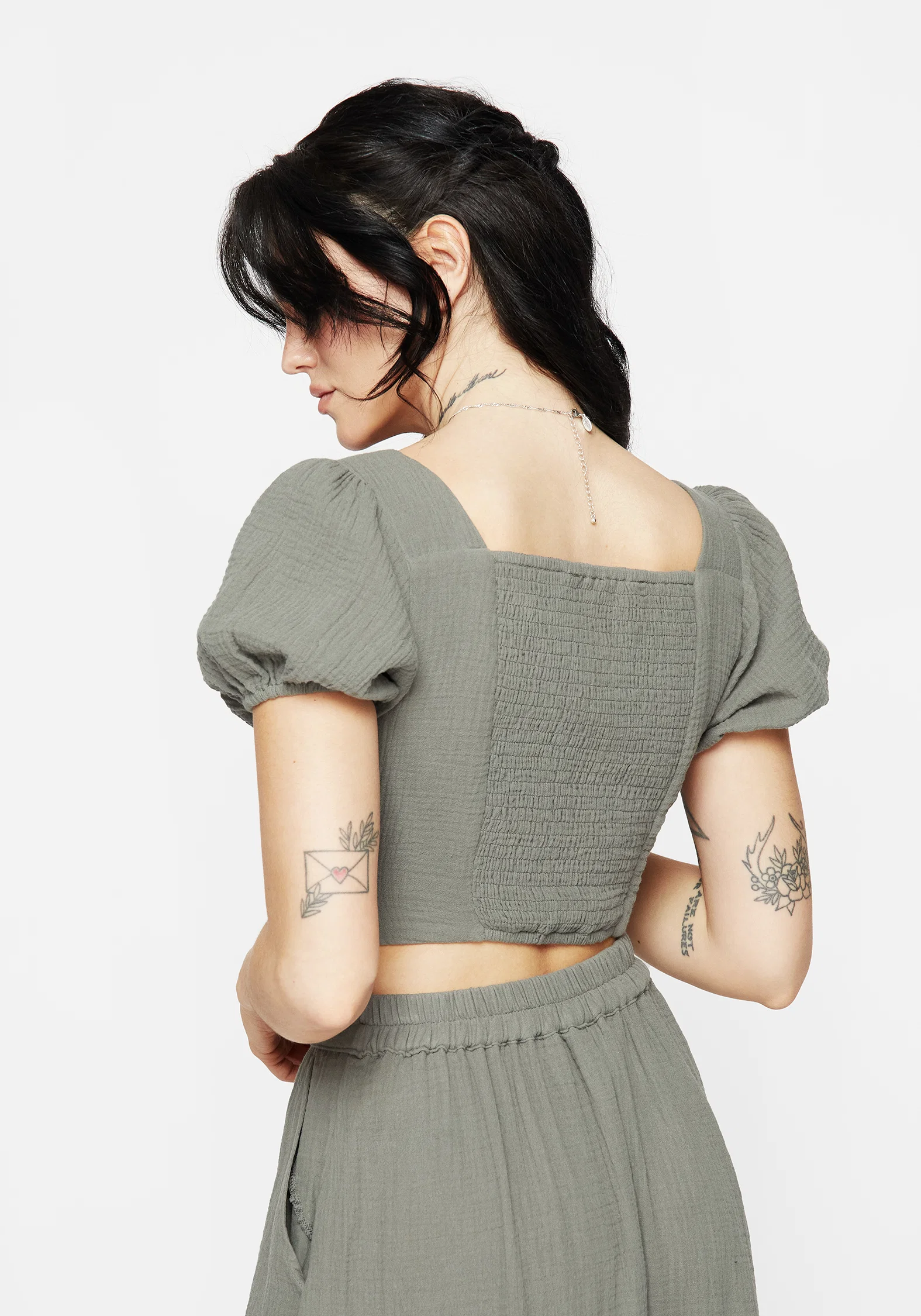Alder Cotton Ivy Detail Crop Top - Image 3