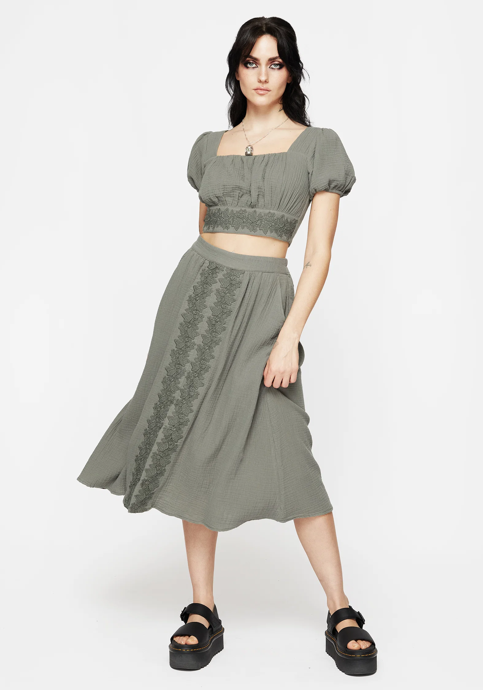 Alder Cotton Ivy Detail Crop Top - Image 5