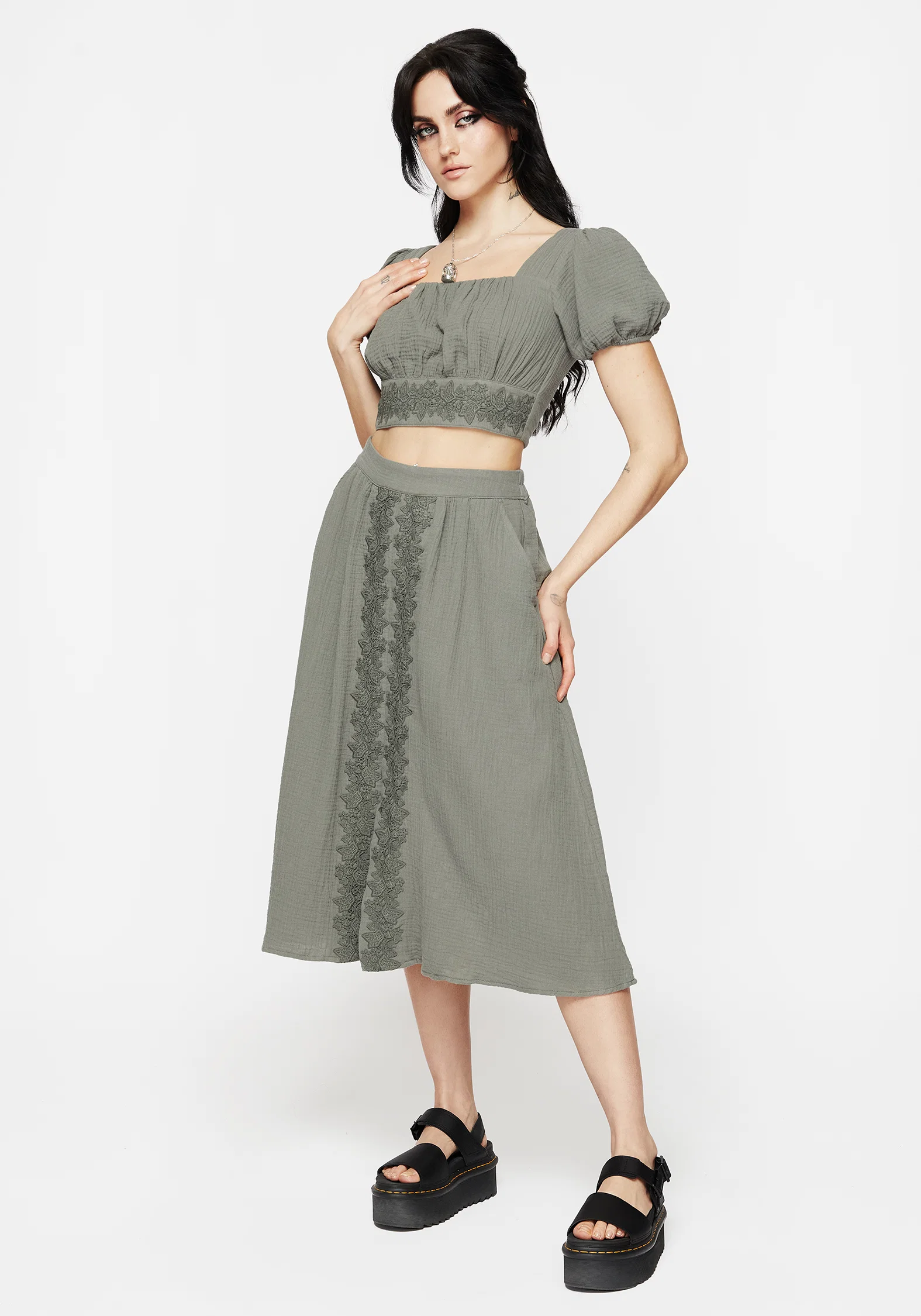 Alder Cotton Ivy Detail Crop Top - Image 7