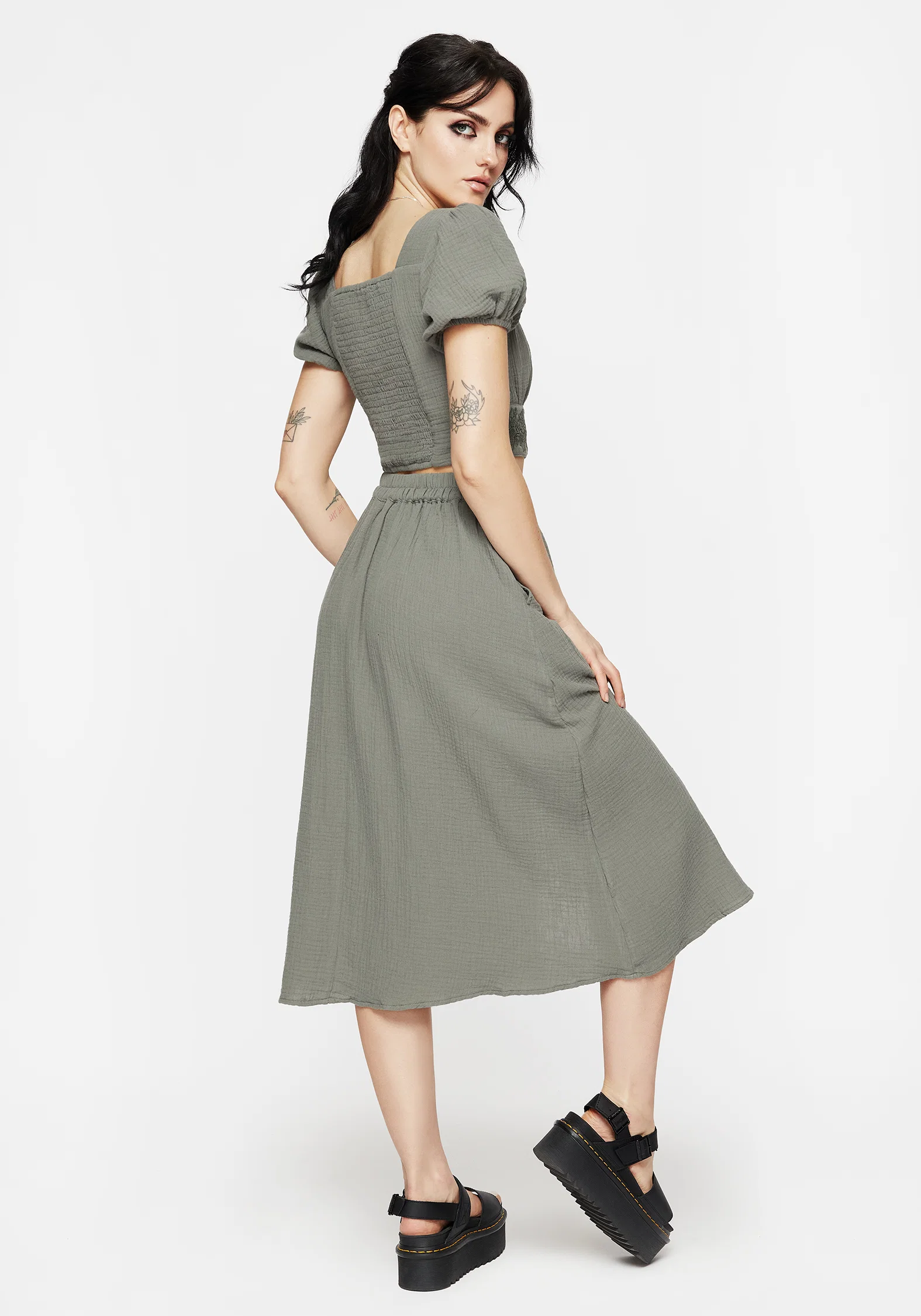 Alder Cotton Ivy Detail Midi Skirt - Image 6