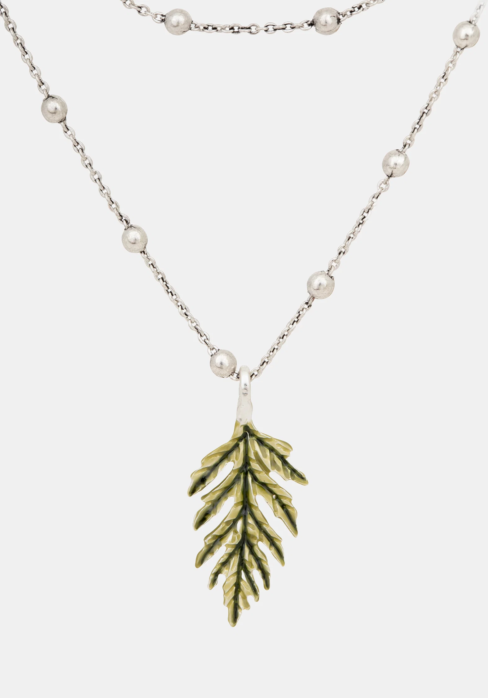 Alderwood Fern Double Layered Necklace - Silver - Image 2
