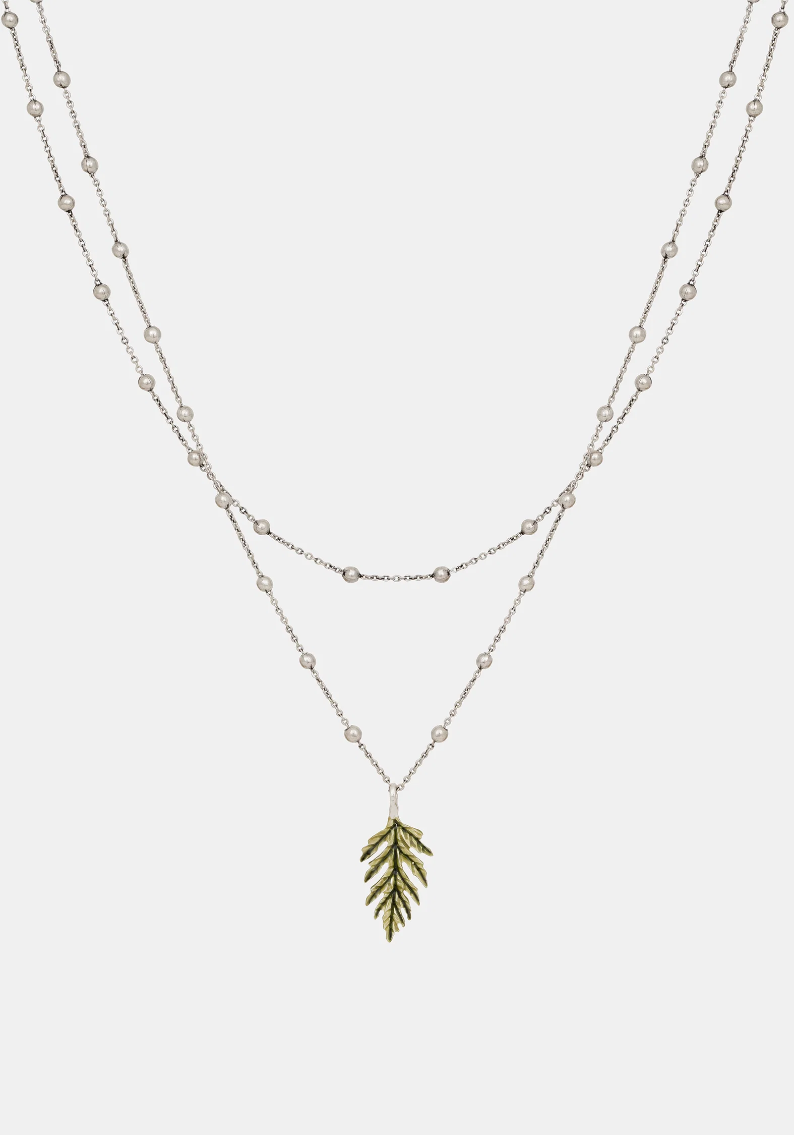 Alderwood Fern Double Layered Necklace - Silver - Image 4