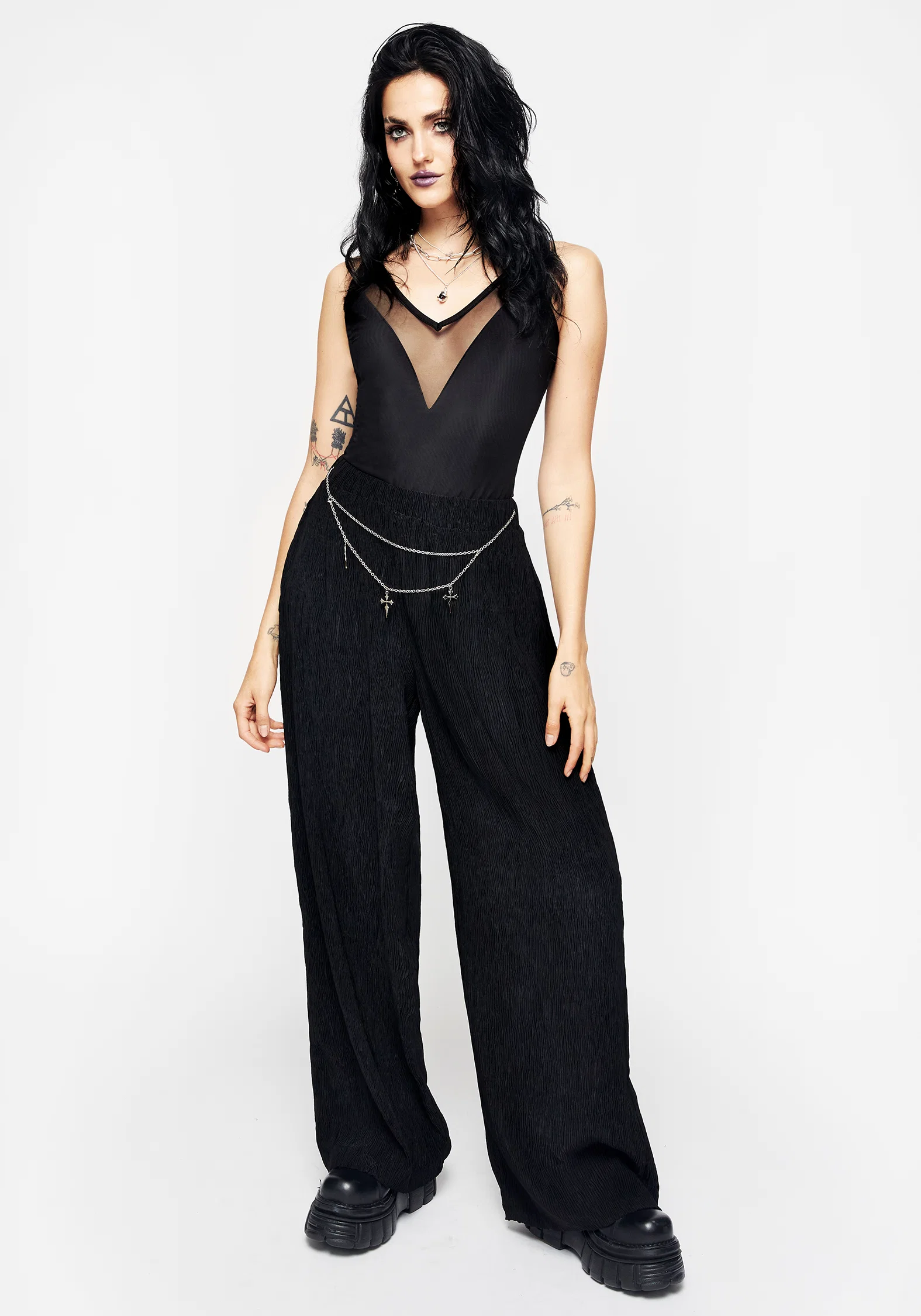 Algea Crinkle Wide Leg Trousers - Image 4