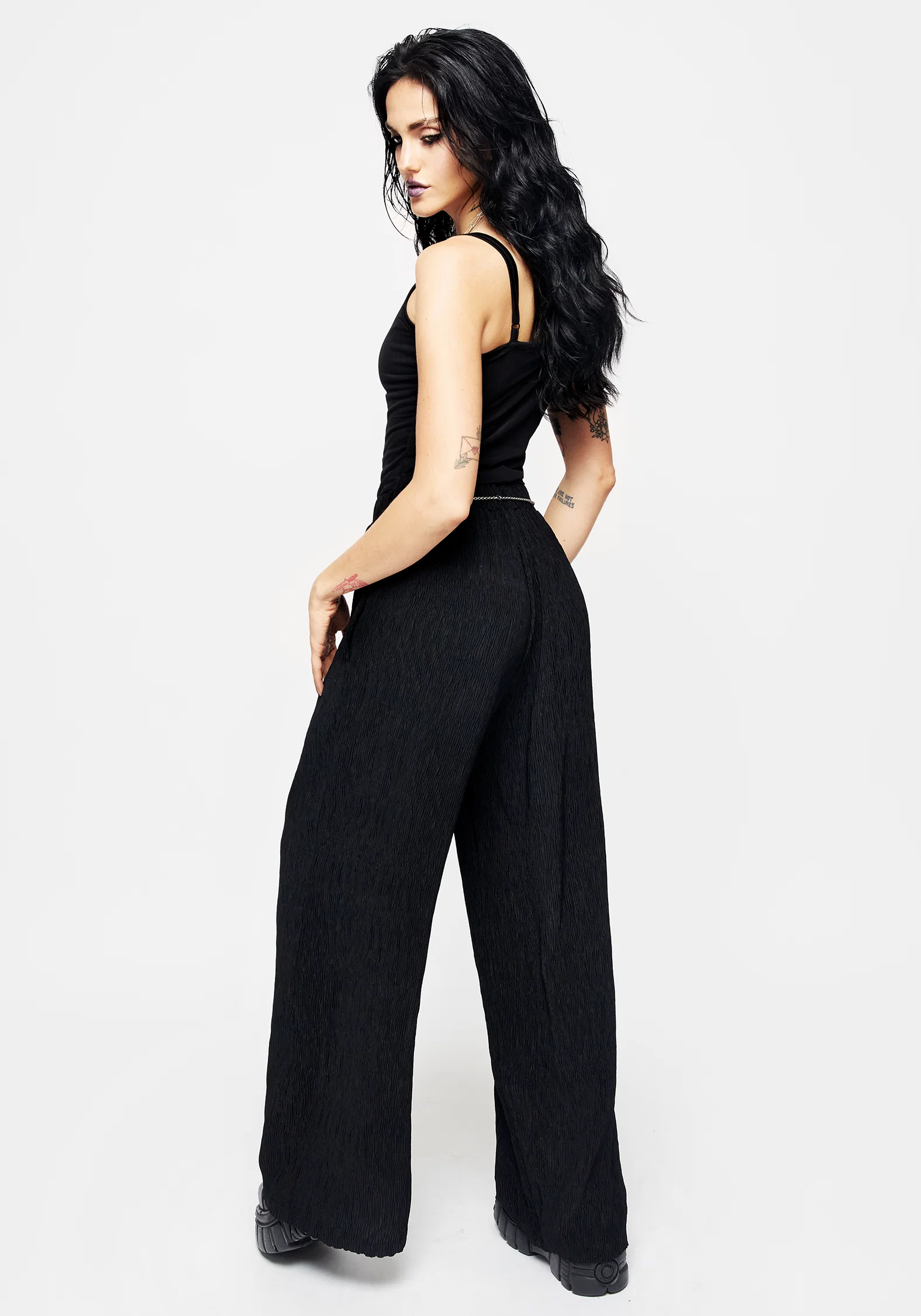 Algea Crinkle Wide Leg Trousers - Image 6
