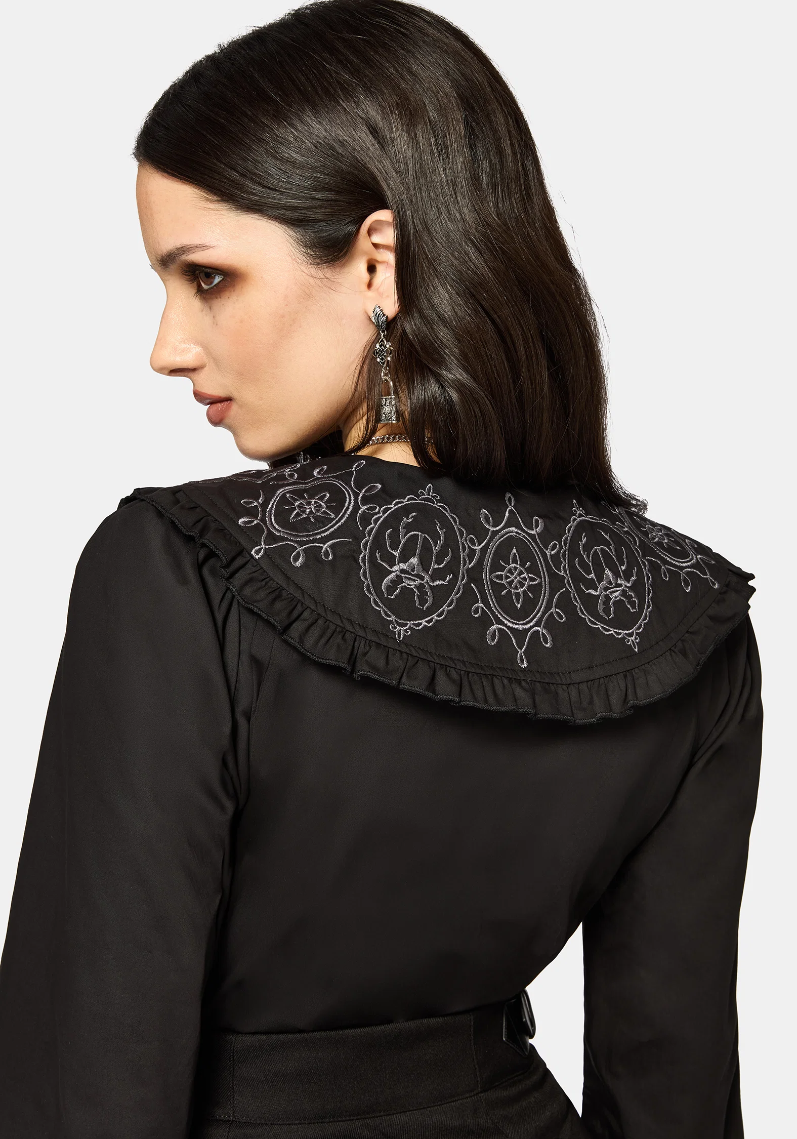 Alira Bug Embroidered Collar Long Sleeved Blouse - Image 2