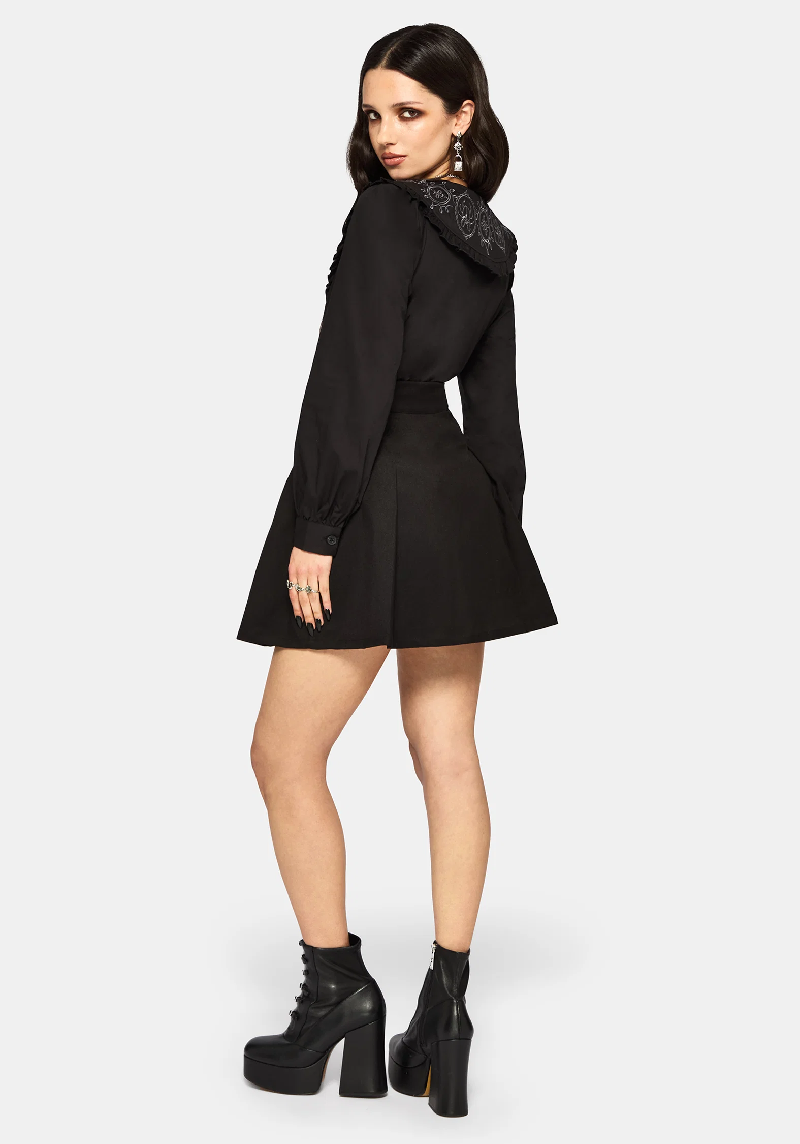 Alira Bug Embroidered Collar Long Sleeved Blouse - Image 3
