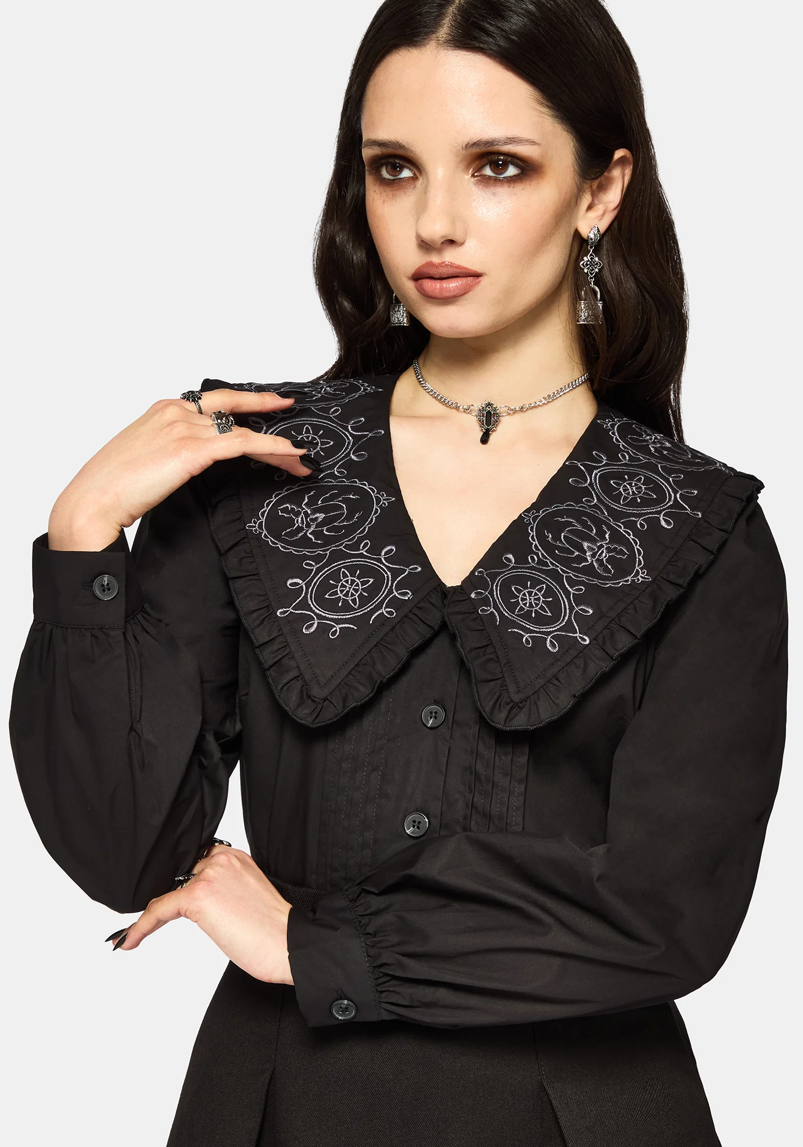 Alira Bug Embroidered Collar Long Sleeved Blouse - Image 6