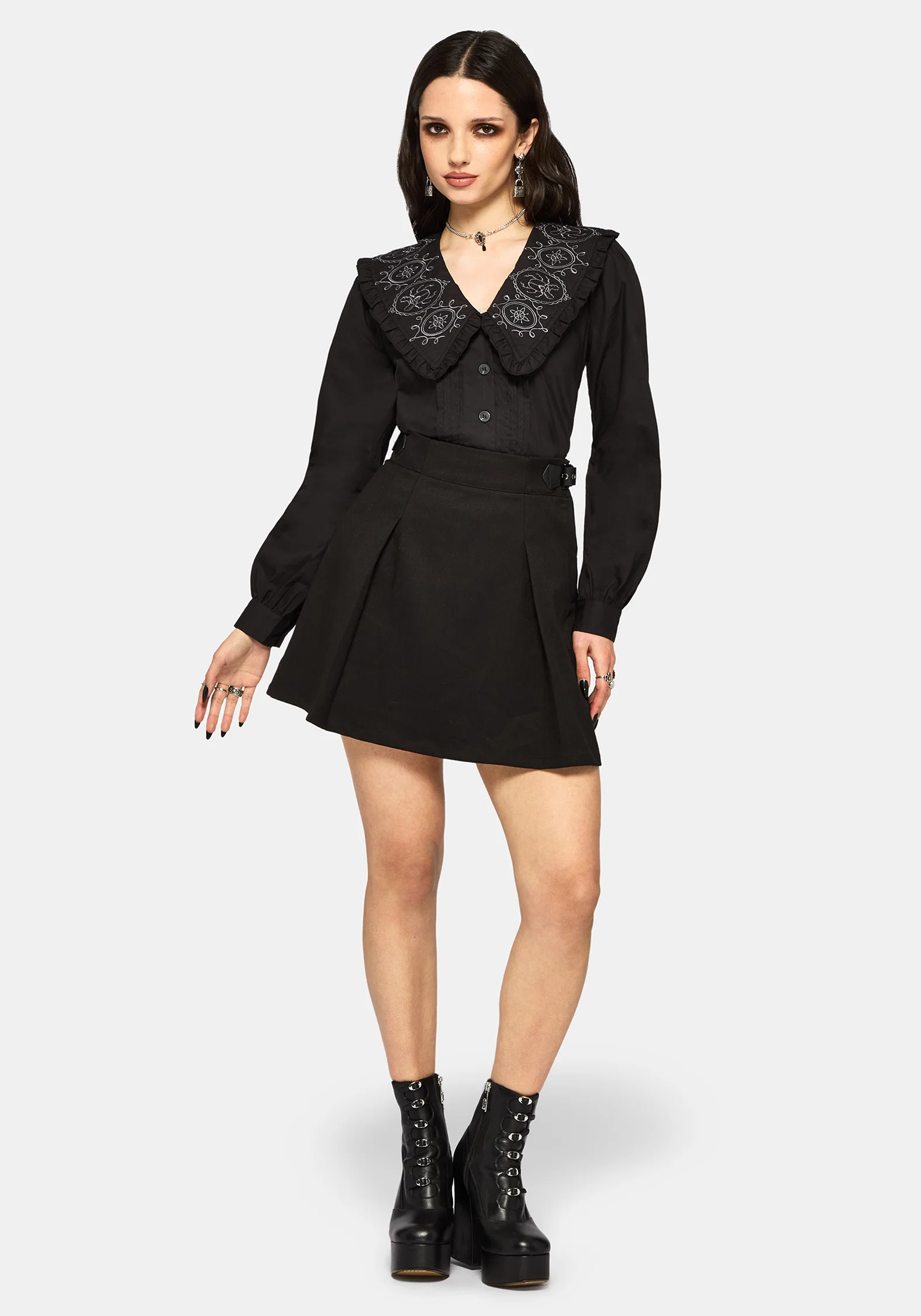 Alira Bug Embroidered Collar Long Sleeved Blouse - Image 7