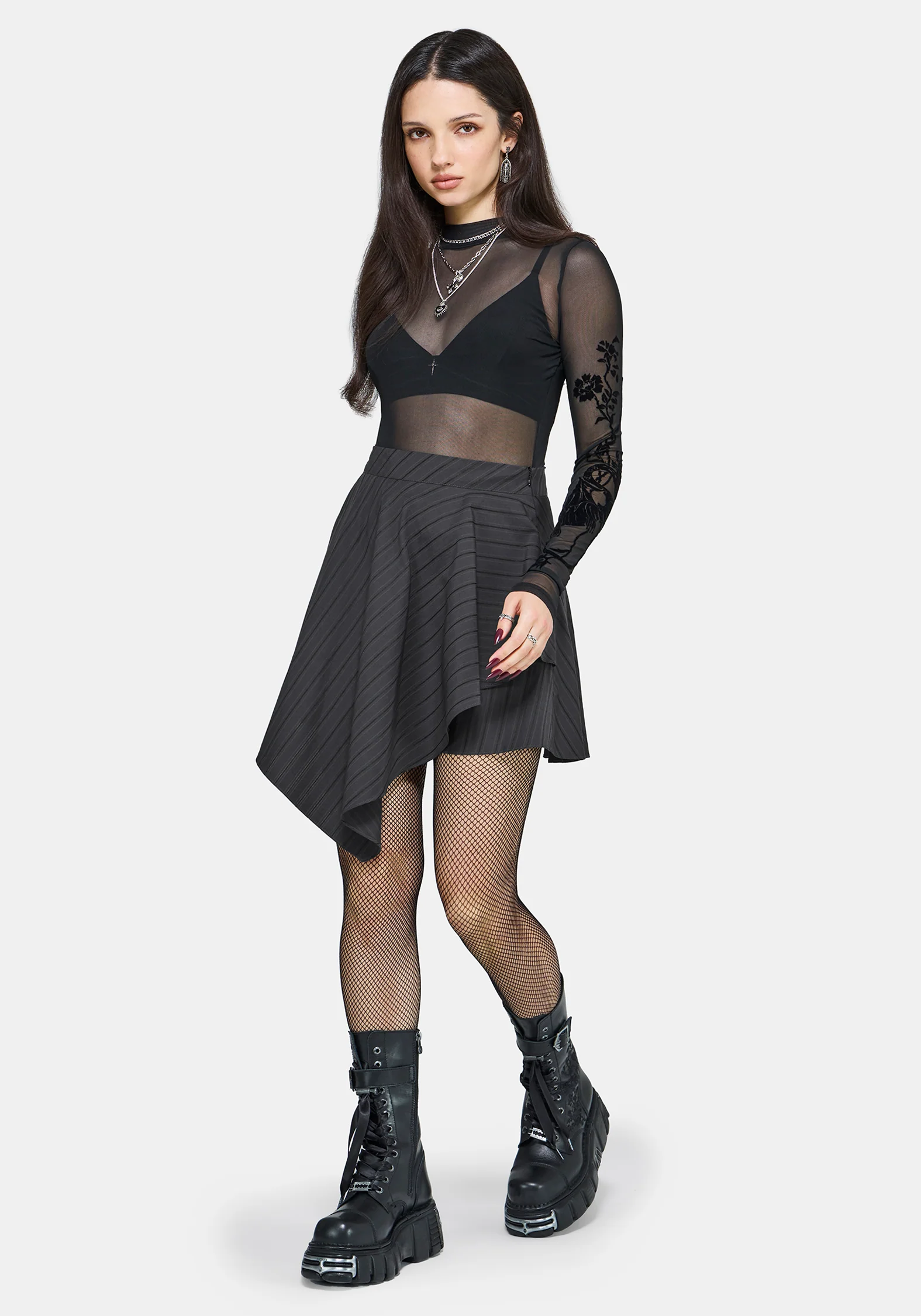 Allie Stripe Hanky Hem Mini Skirt - Image 2