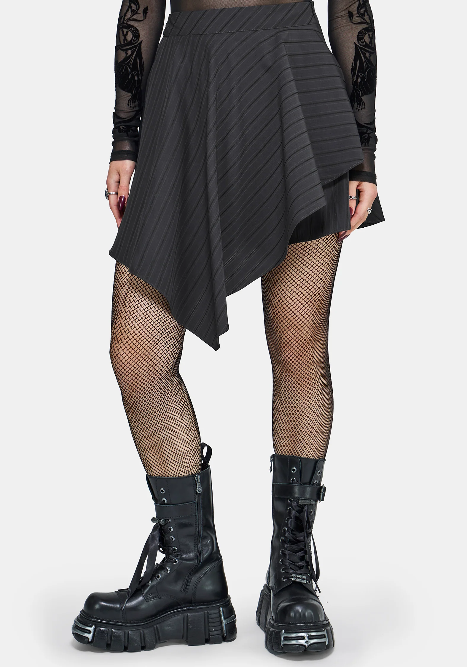 Allie Stripe Hanky Hem Mini Skirt - Image 6