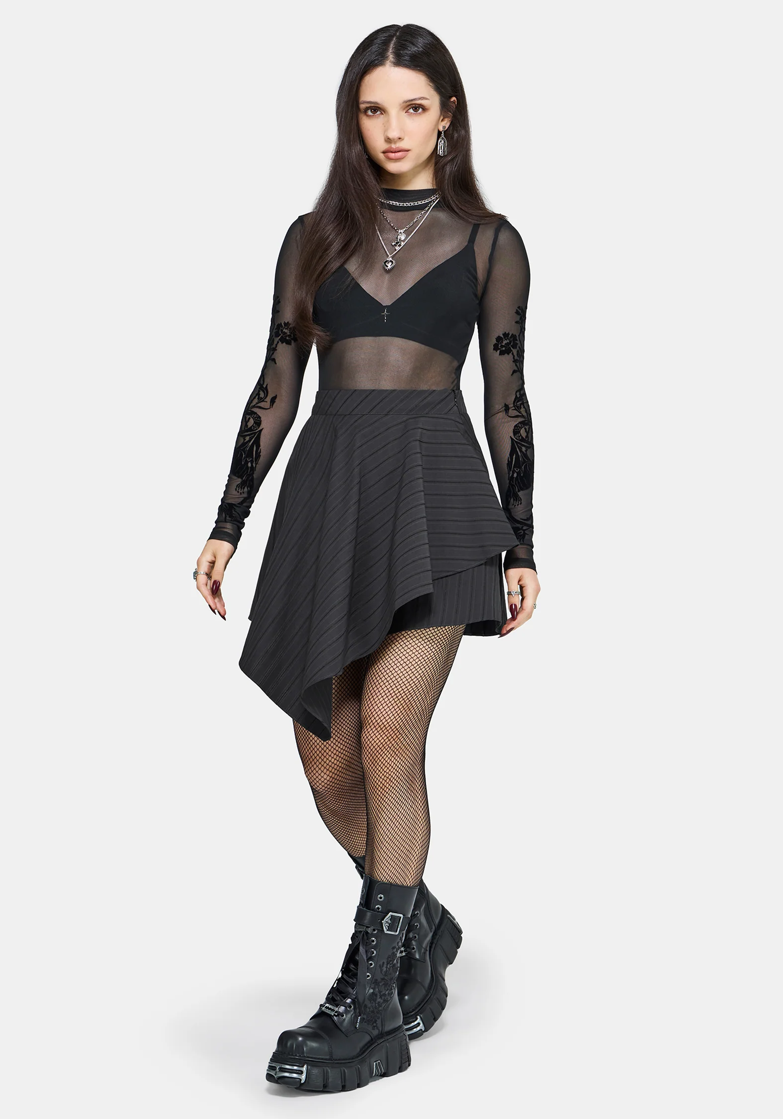 Allie Stripe Hanky Hem Mini Skirt - Image 7