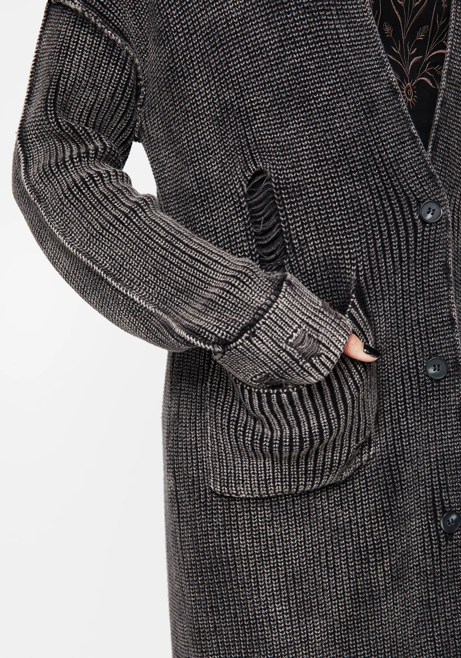 Allison Distressed Knit Longline Cardigan - Image 2