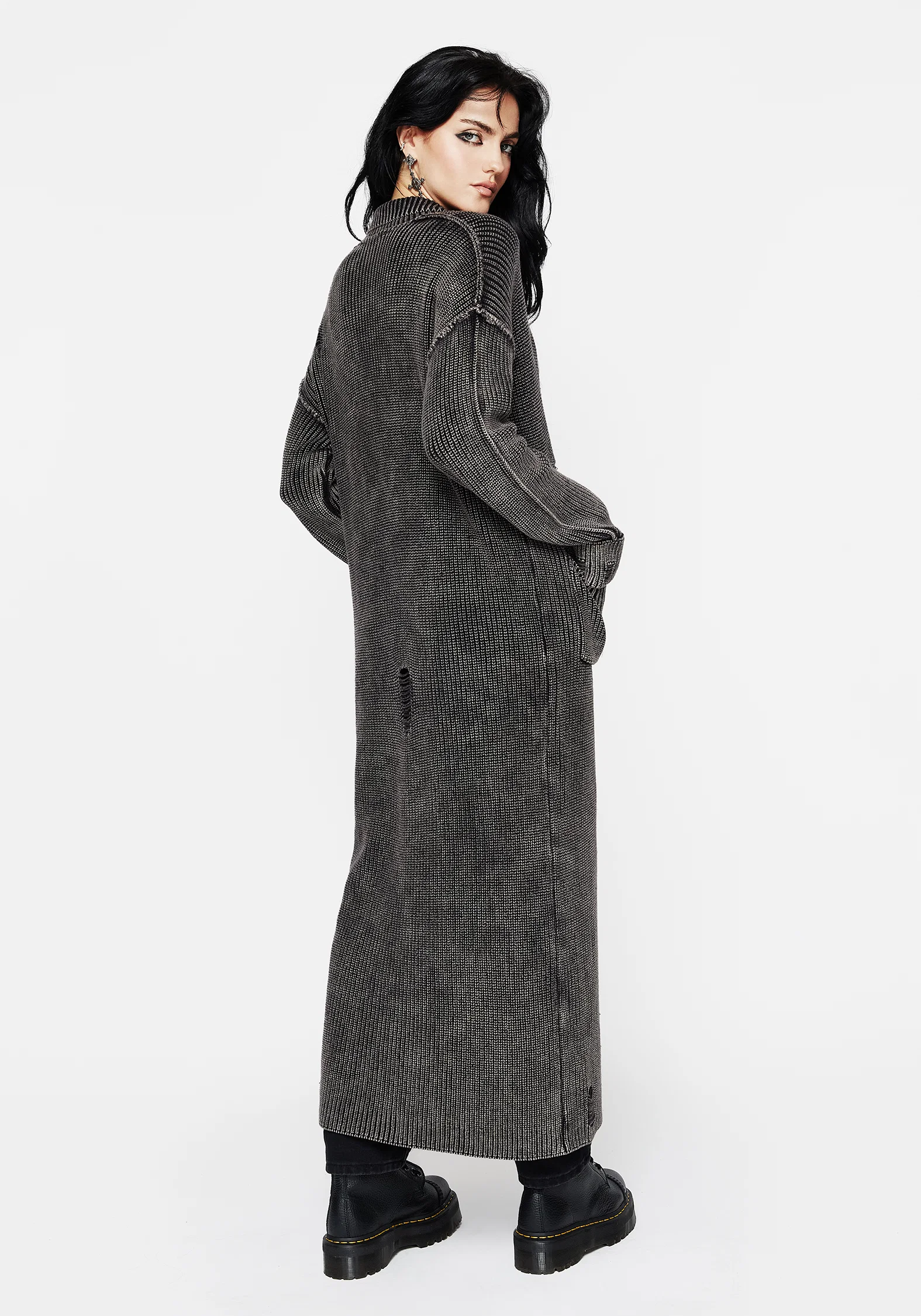 Allison Distressed Knit Longline Cardigan - Image 3