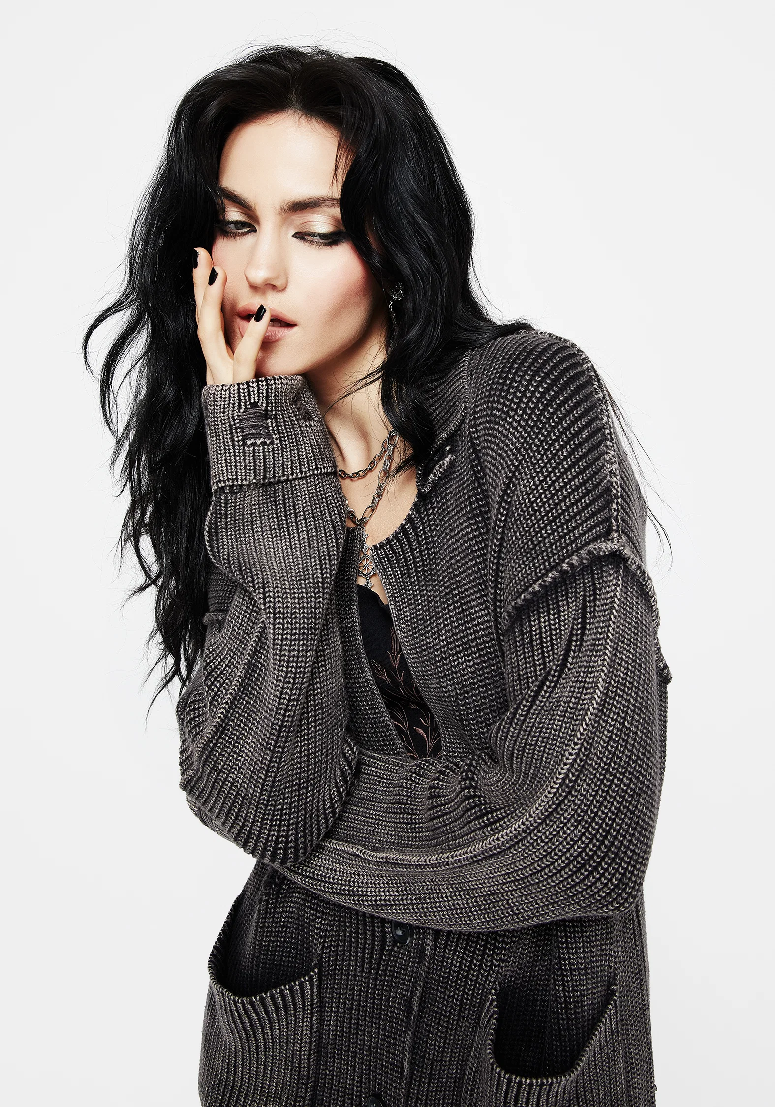 Allison Distressed Knit Longline Cardigan - Image 5