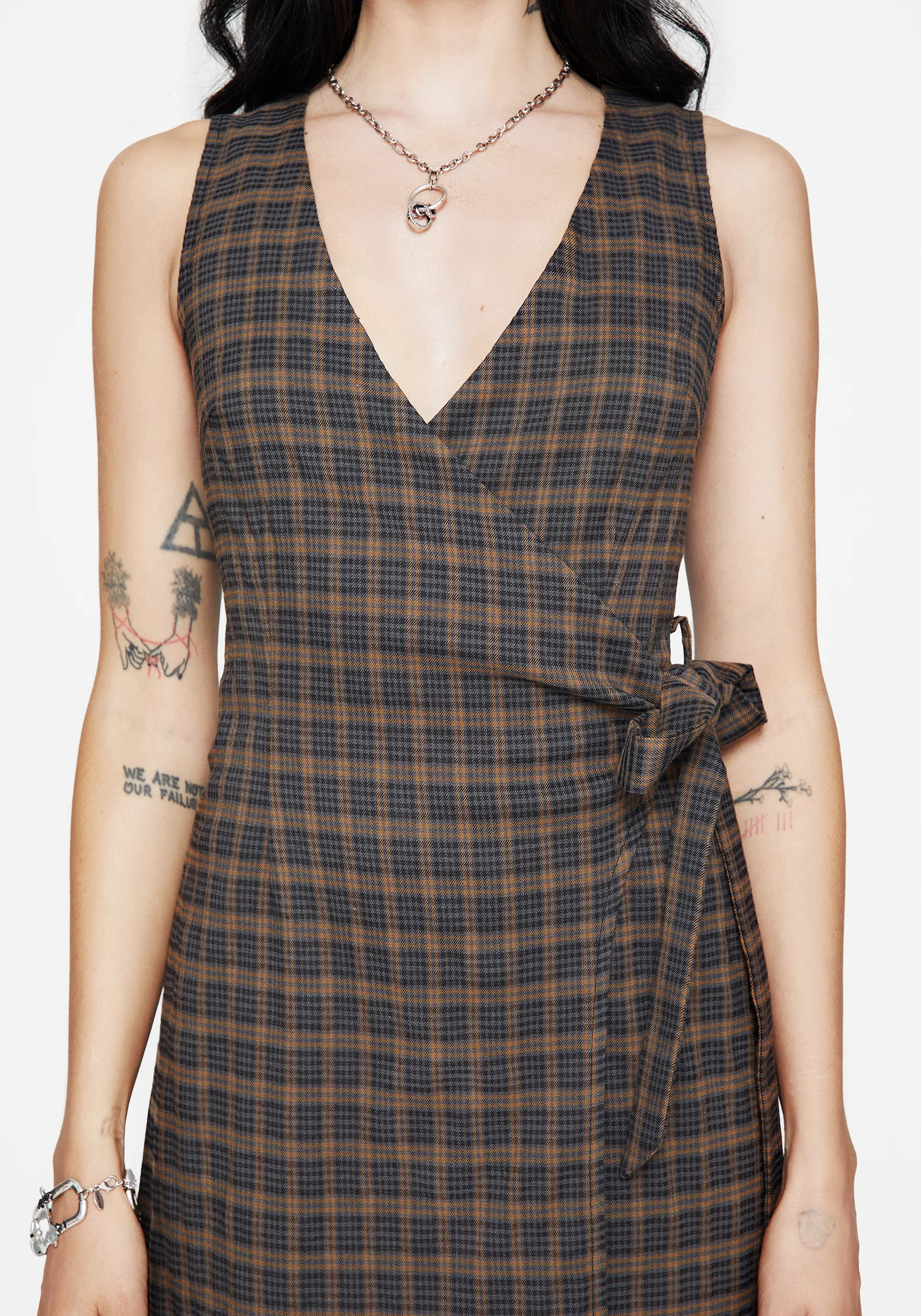 Allure Check Sleeveless Midaxi Wrap Dress - Image 2
