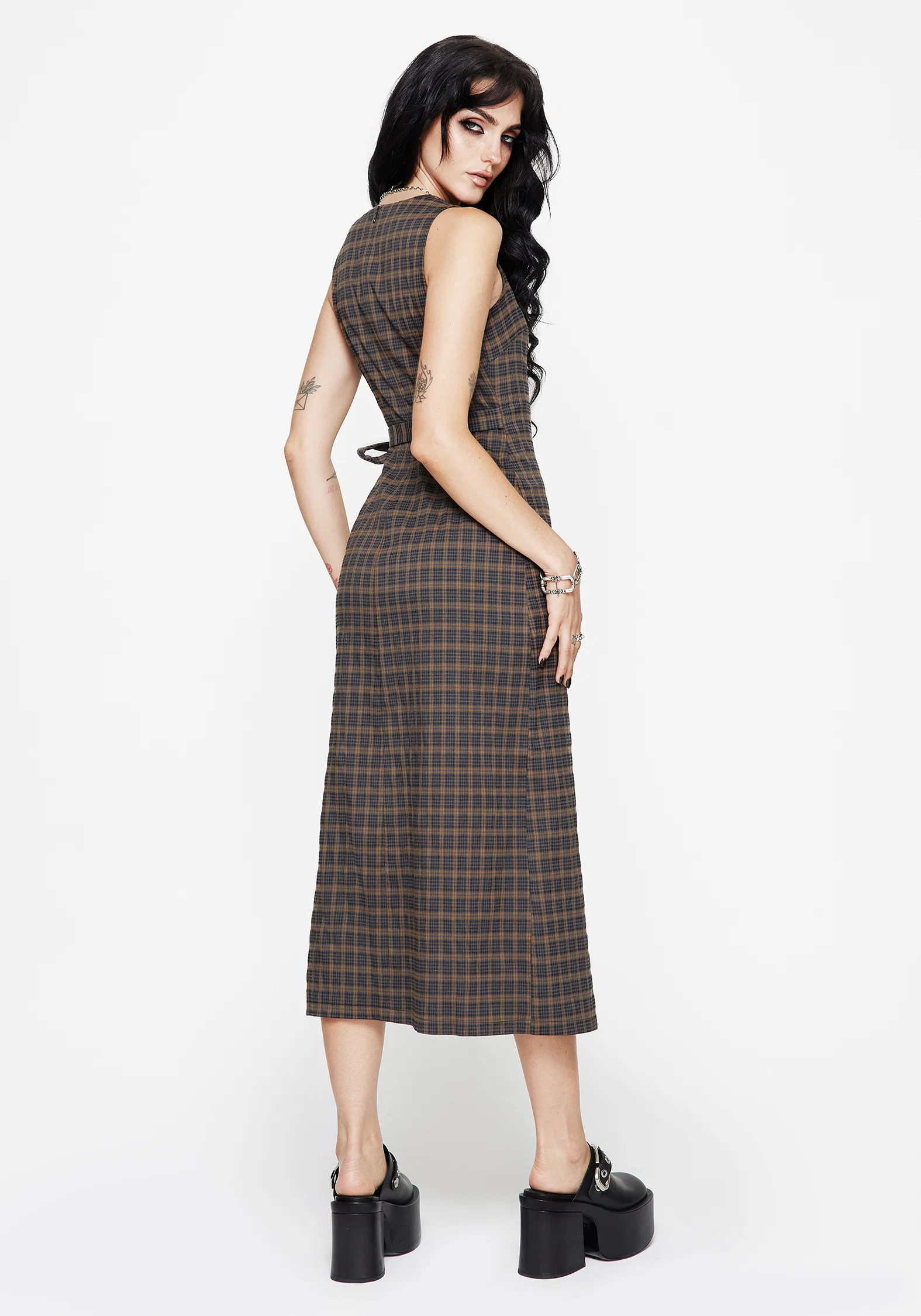 Allure Check Sleeveless Midaxi Wrap Dress - Image 3
